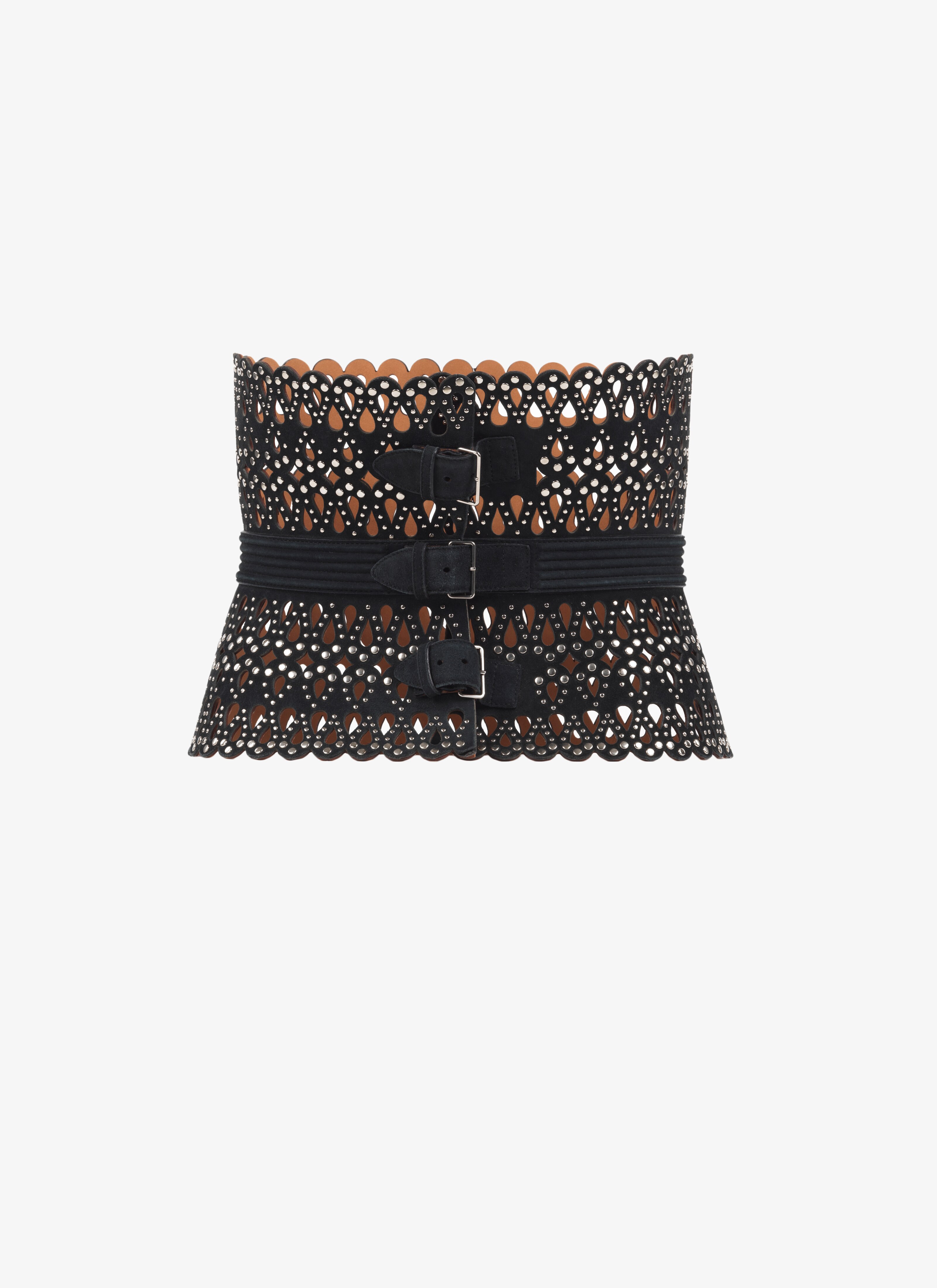 ALAÏA CEINTURE CORSET CHAMOIS NOIR