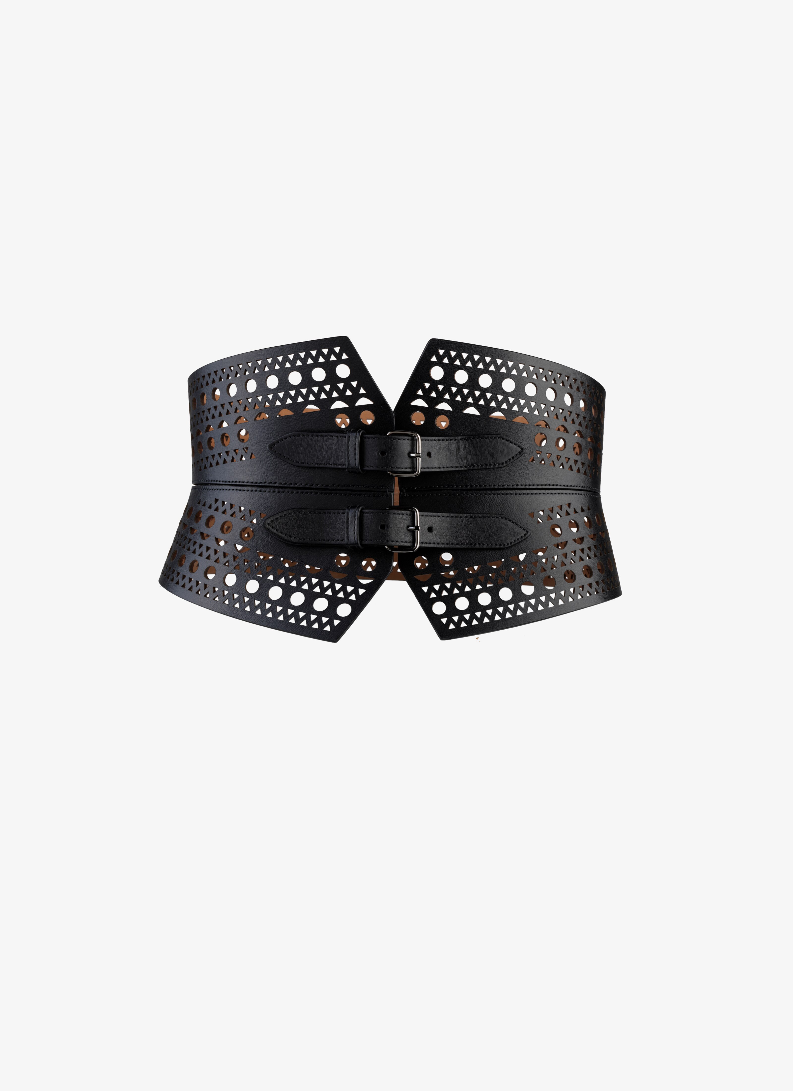 ALAÏA Women's OPENWORK LEATHER CORSET BELT