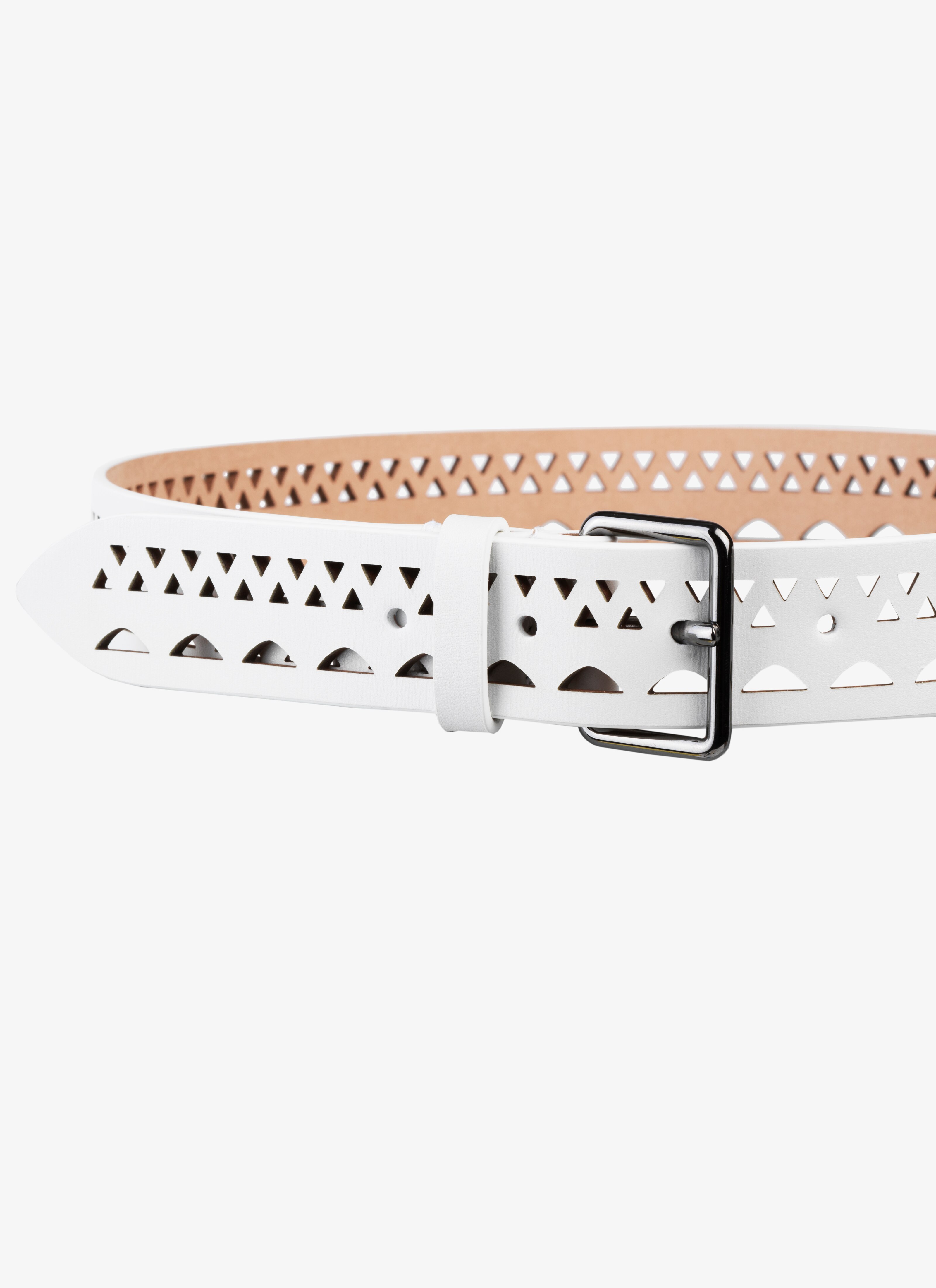 ALAÏA WHITE THIN BELT IN VIENNE WAVE LUX CALFSKIN