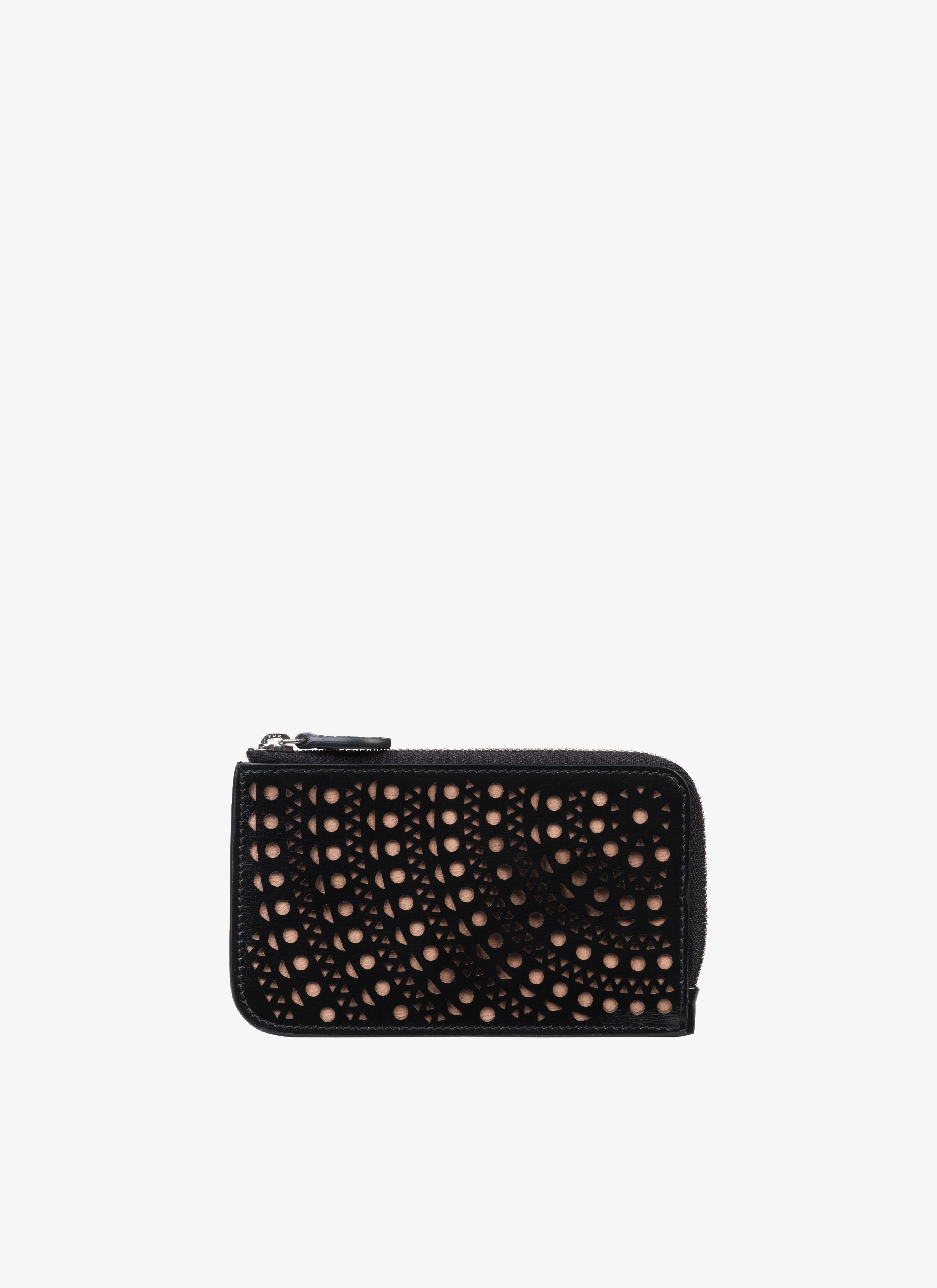 ZIPPED OPENWORK LEATHER CARDHOLDER maison-alaia.com