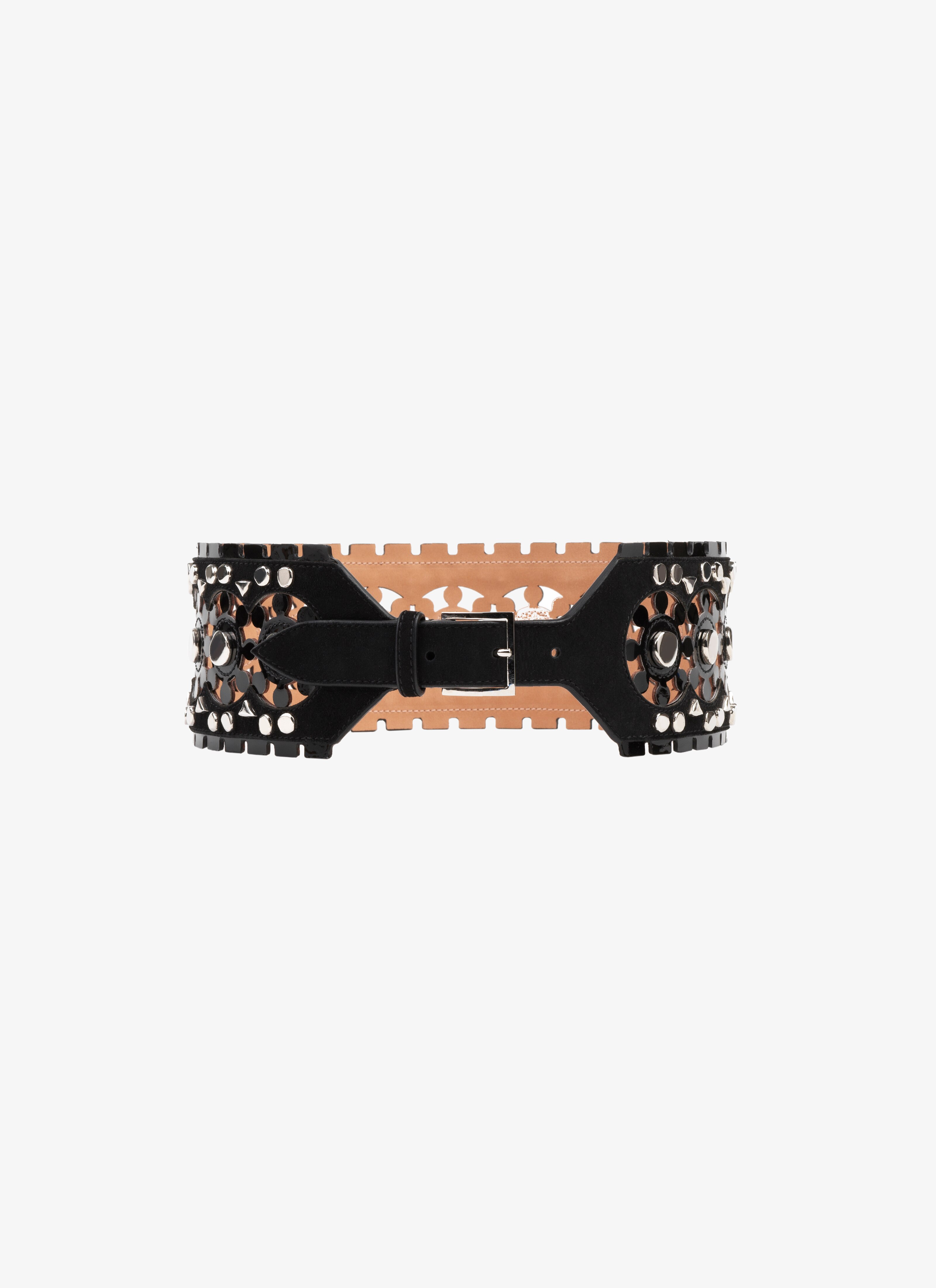 ALAÏA BLACK EDITION 2015 OPENWORK LEATHER BELT