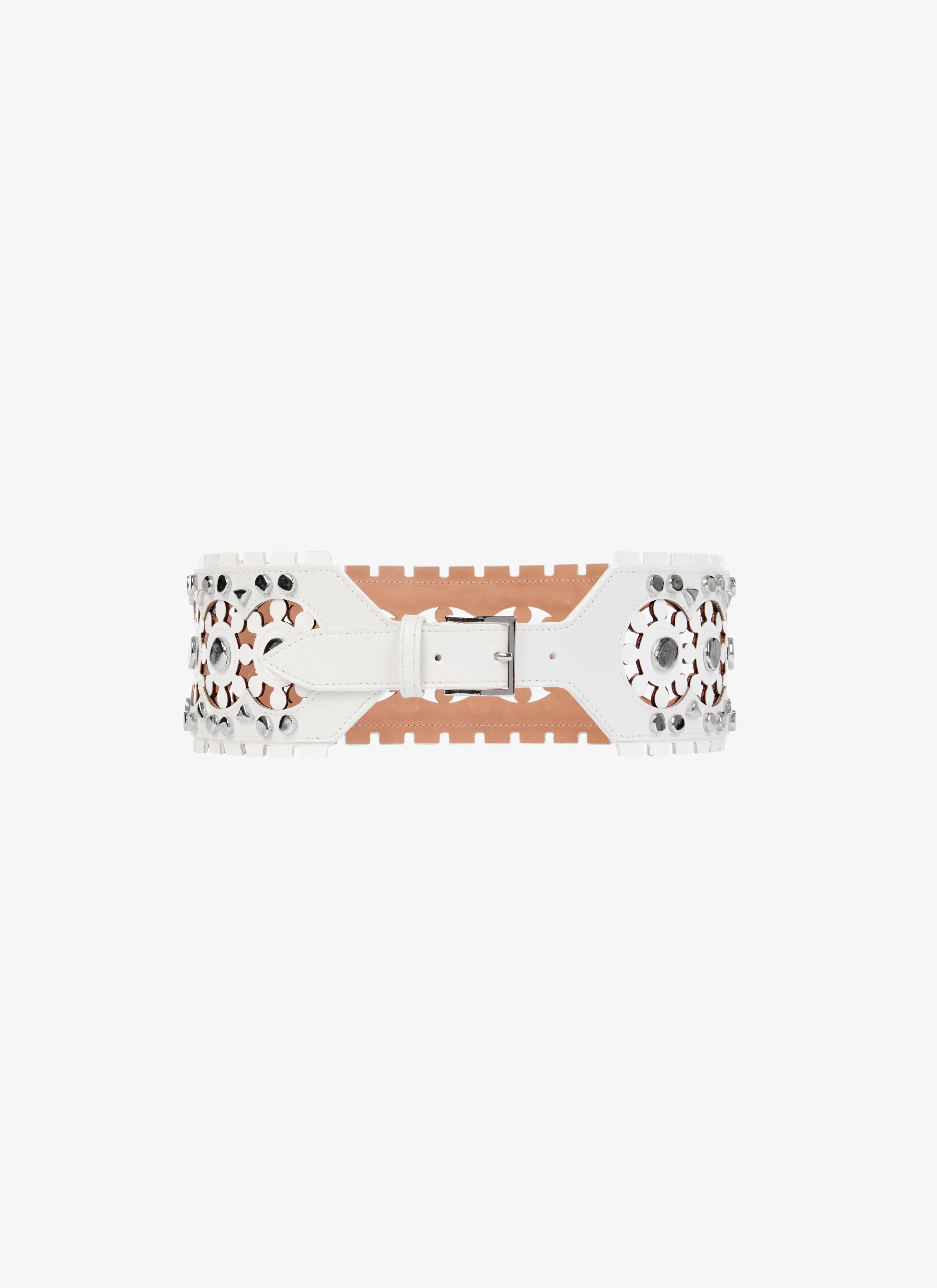 ALAÏA OPTIC WHITE EDITION 2015 OPENWORK LEATHER BELT