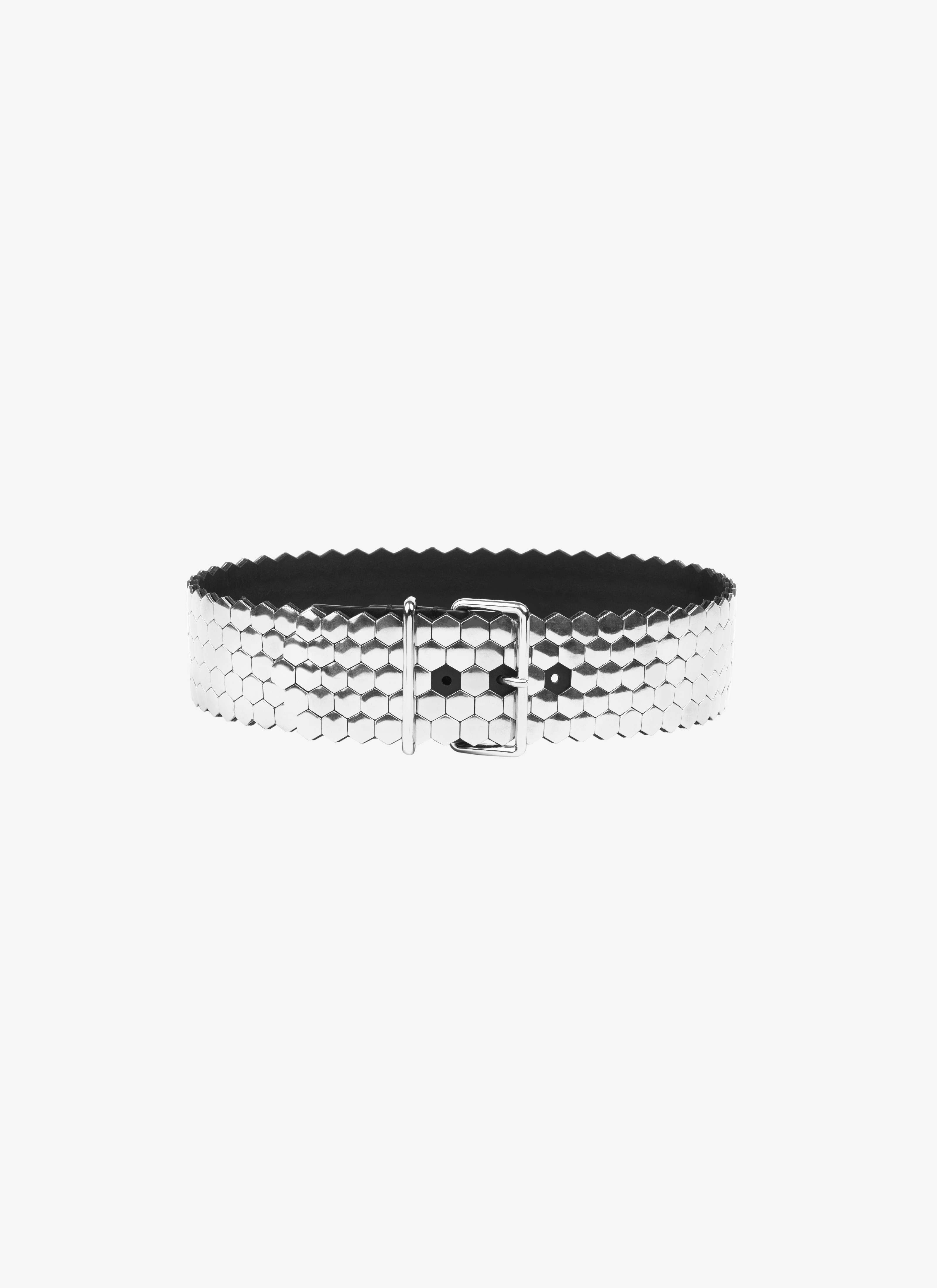 ALAÏA SILVER HONEYCOMB METAL BELT