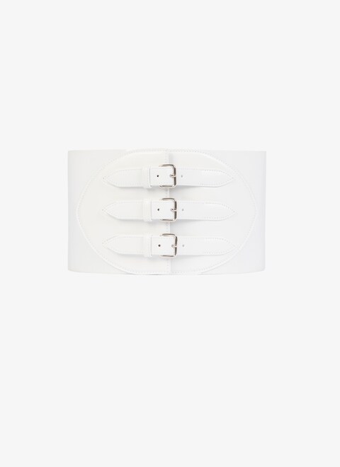 CORSET ELASTIQUE BELT IN STRETCH AND CALFSKIN - maison-alaia.com