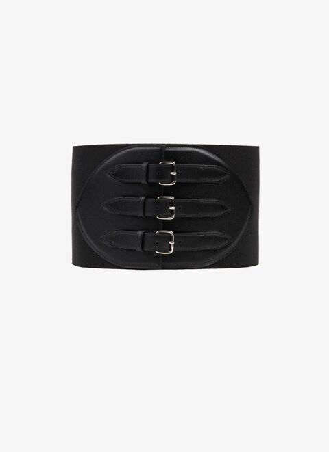 CORSET ELASTIQUE BELT IN STRETCH AND CALFSKIN - maison-alaia.com