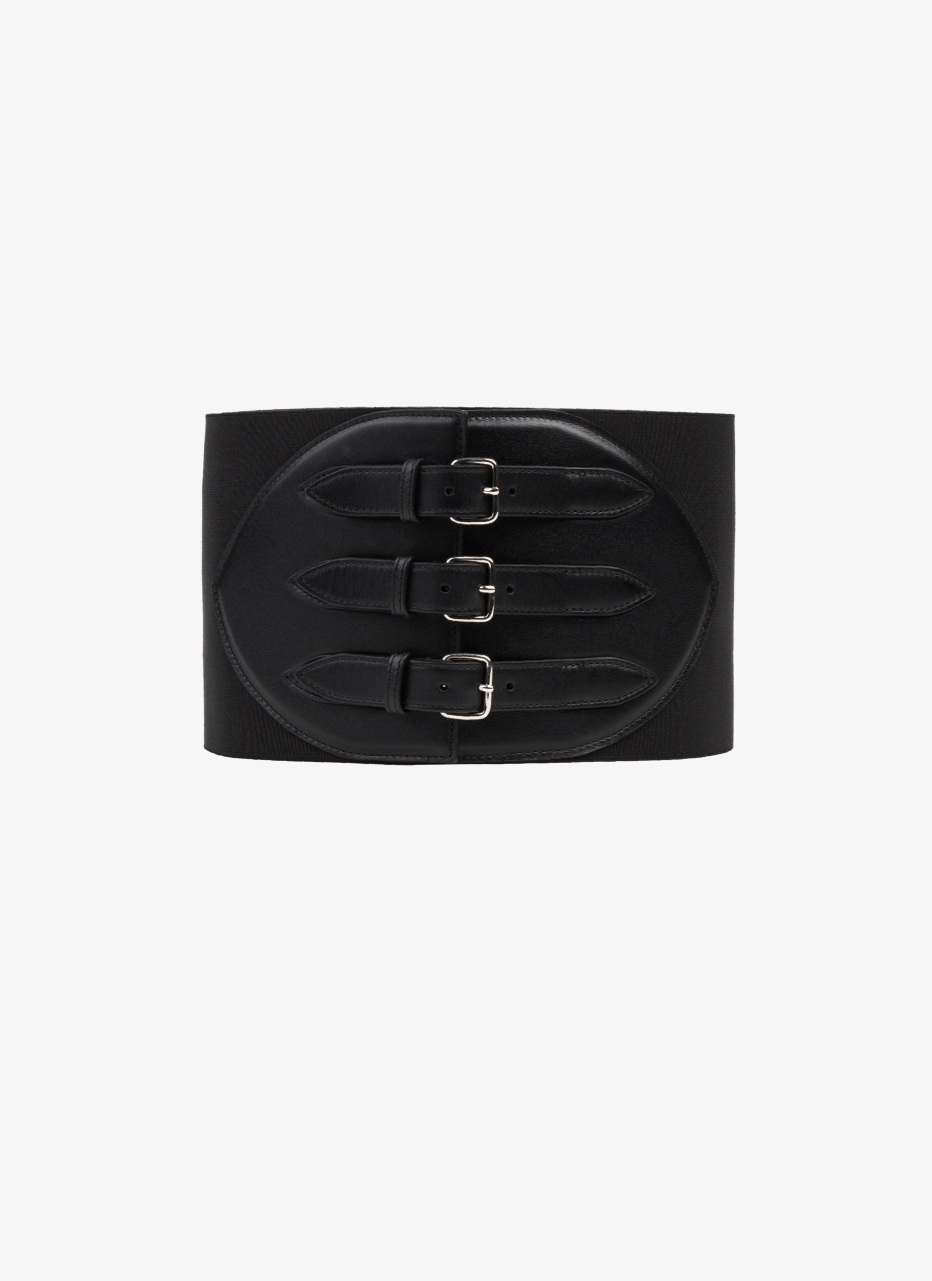 CORSET ELASTIQUE BELT IN STRETCH AND CALFSKIN maison-alaia.com