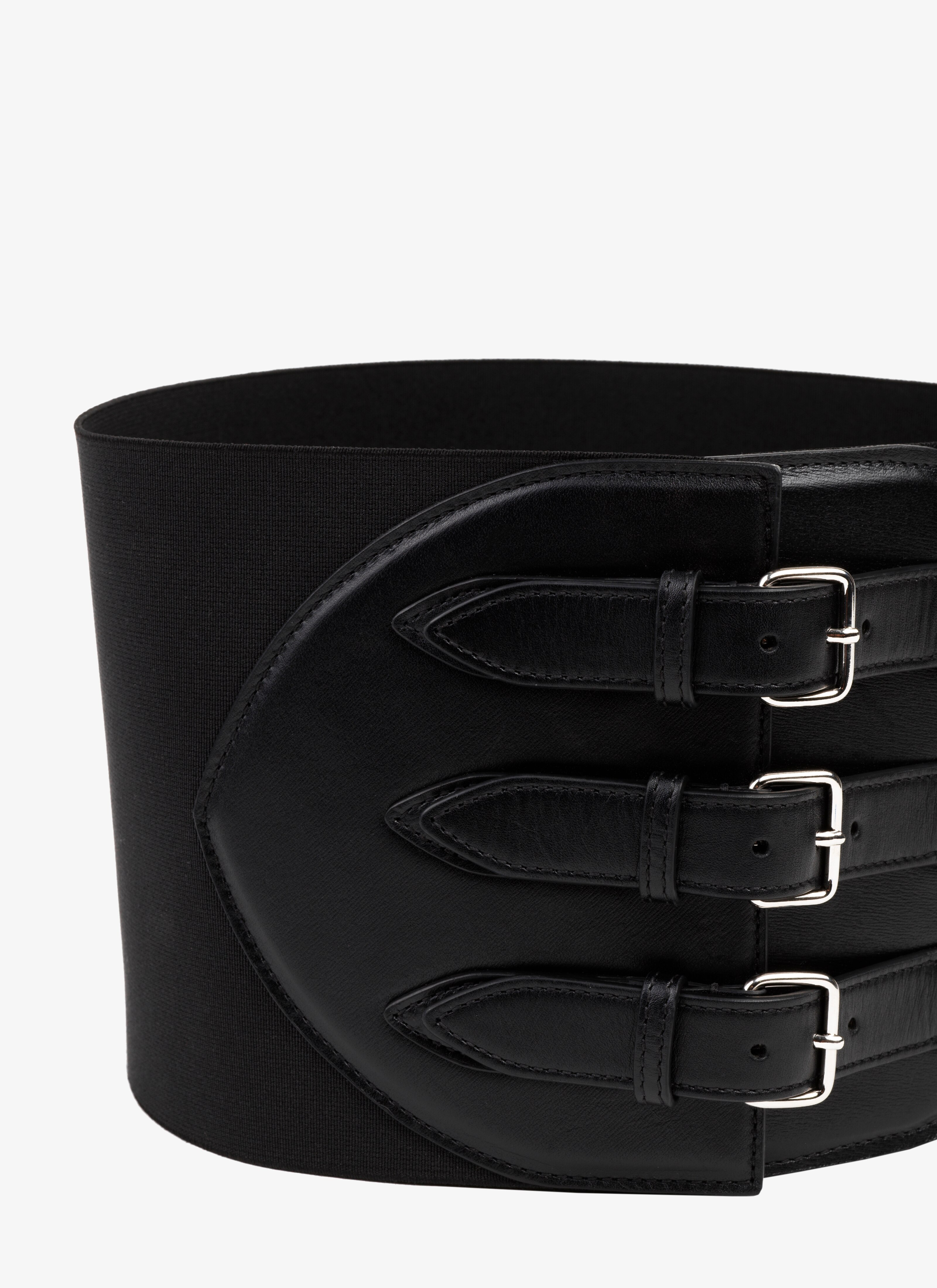 ALAÏA BLACK CORSET ELASTIQUE BELT IN STRETCH AND CALFSKIN