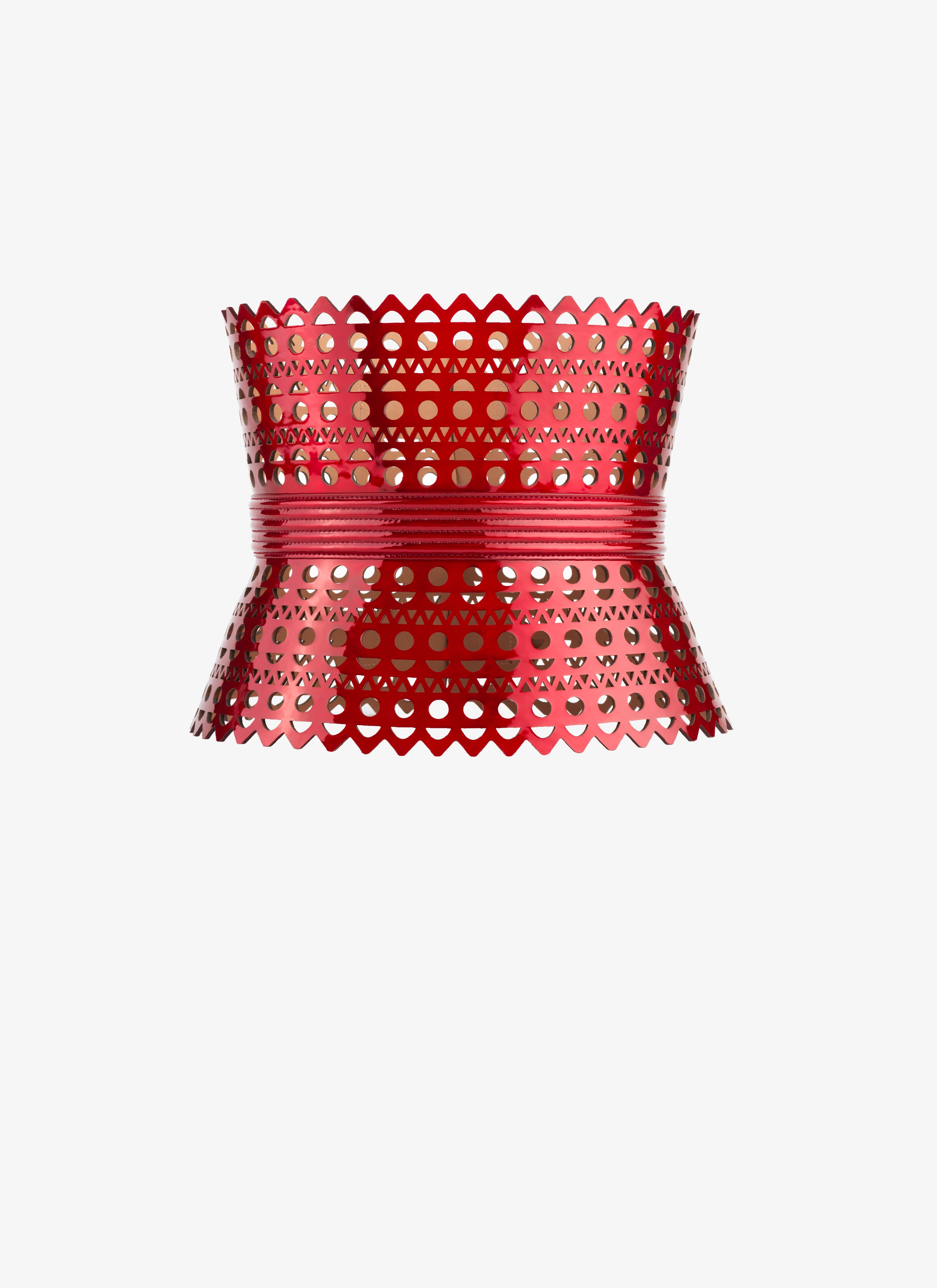 ALAÏA REFLEX RED CORSET BELT IN VIENNE WAVE LUX CALFSKIN