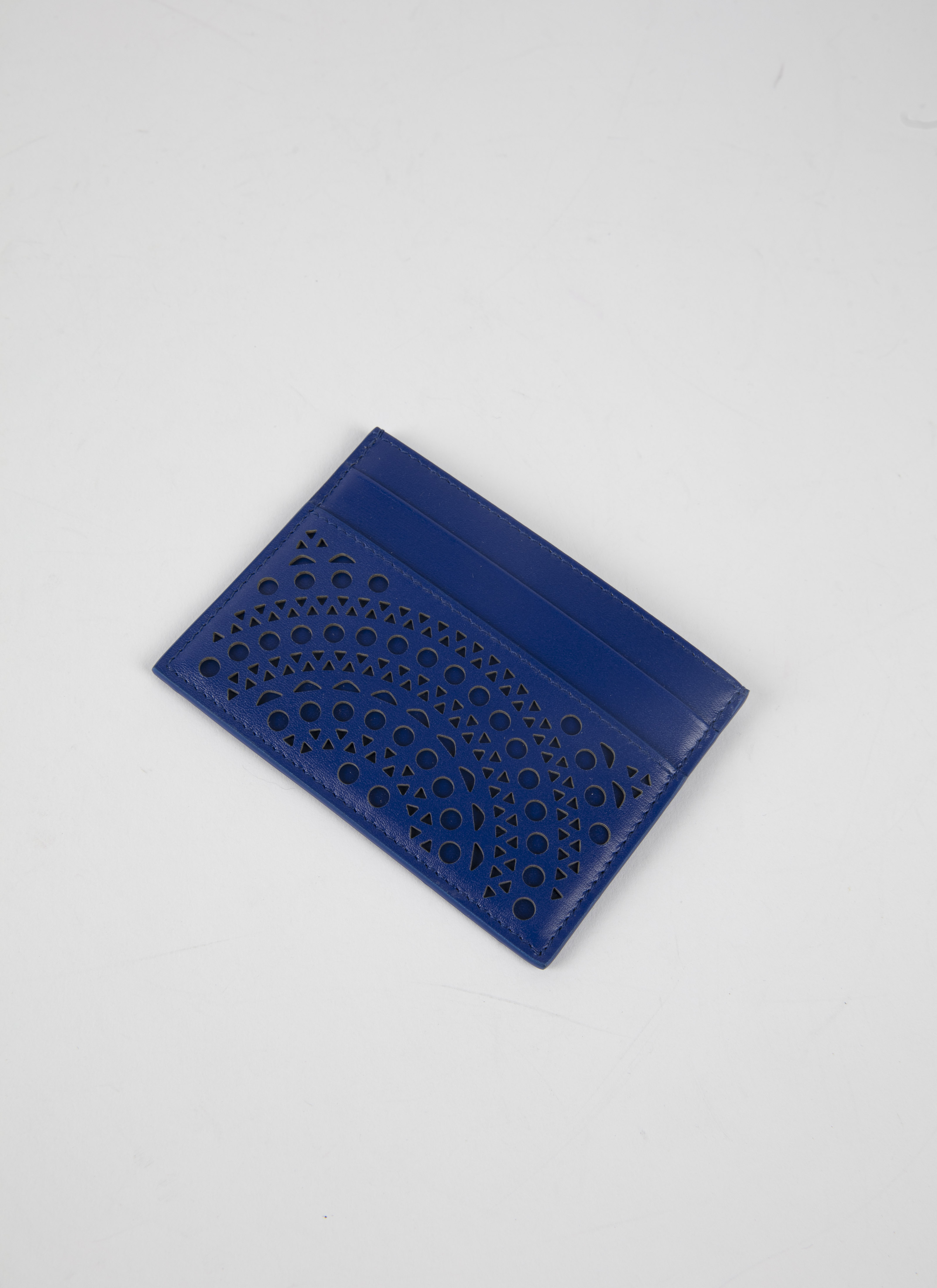 ALAÏA ULTRA BLUE OPENWORK LEATHER CARDHOLDER