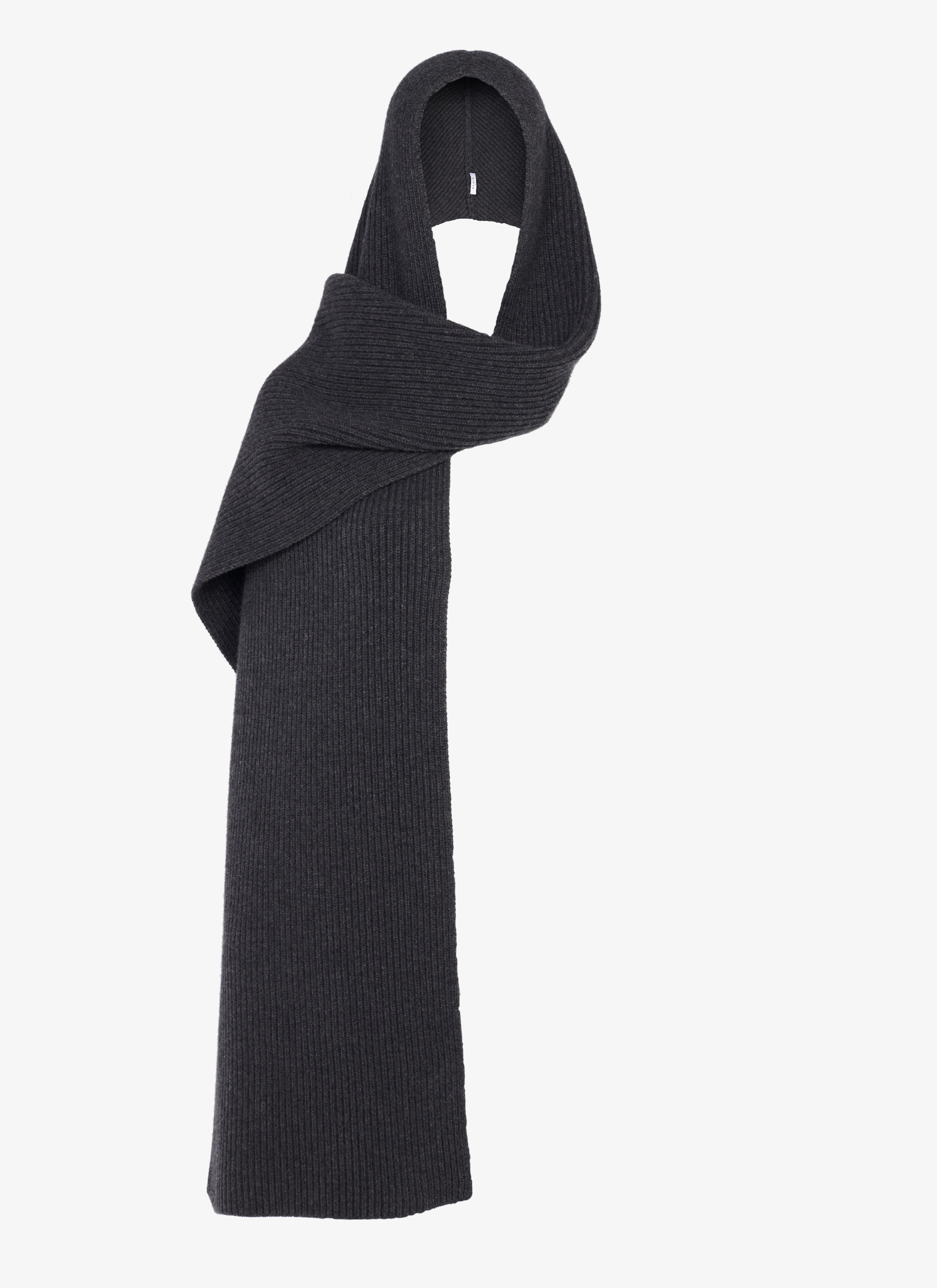 ALAÏA DARK GREY HOOD SCARF RIB STYLE