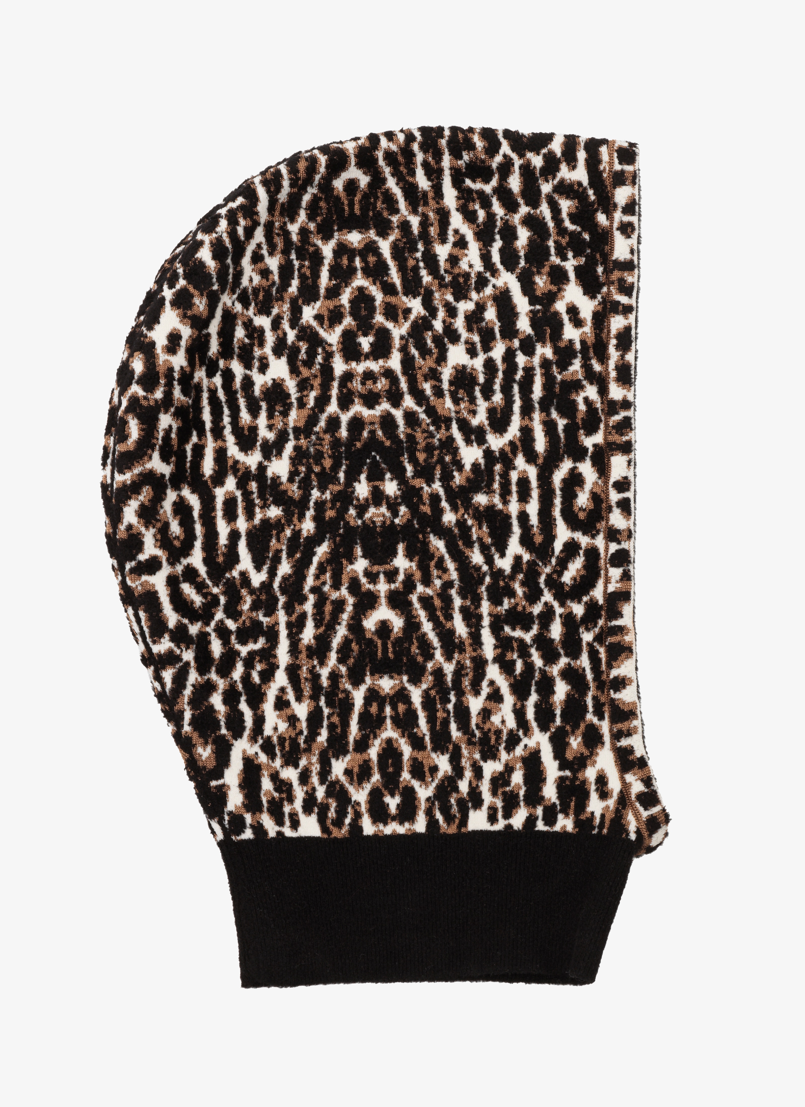 ALAÏA BLACK/IVORY KNITTED LEOPARD HOOD