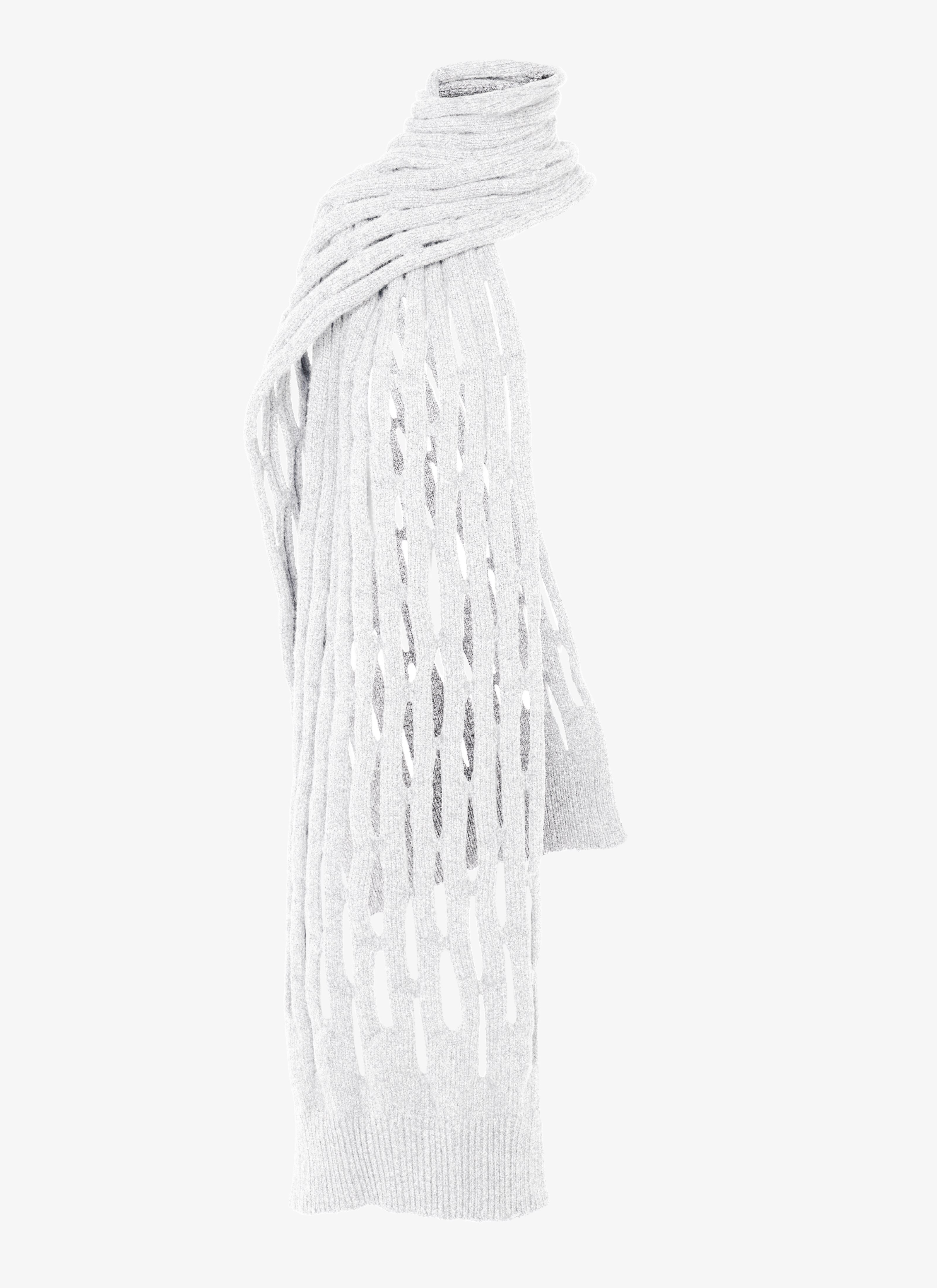 ALAÏA WHITE PERFORATED LONG SCARF