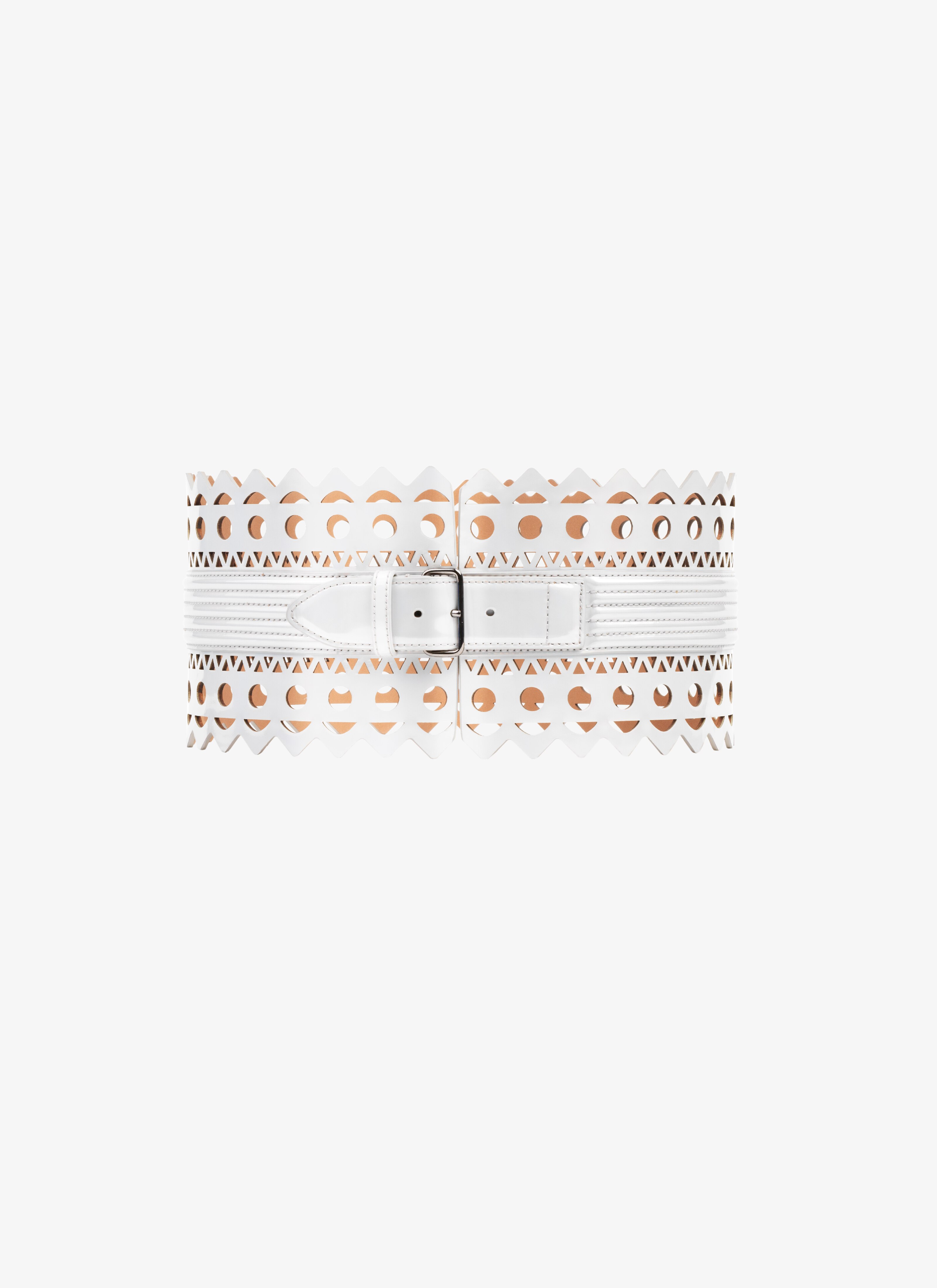 SMALL CORSET BELT IN VIENNE WAVE LUX CALFSKIN maison-alaia.com
