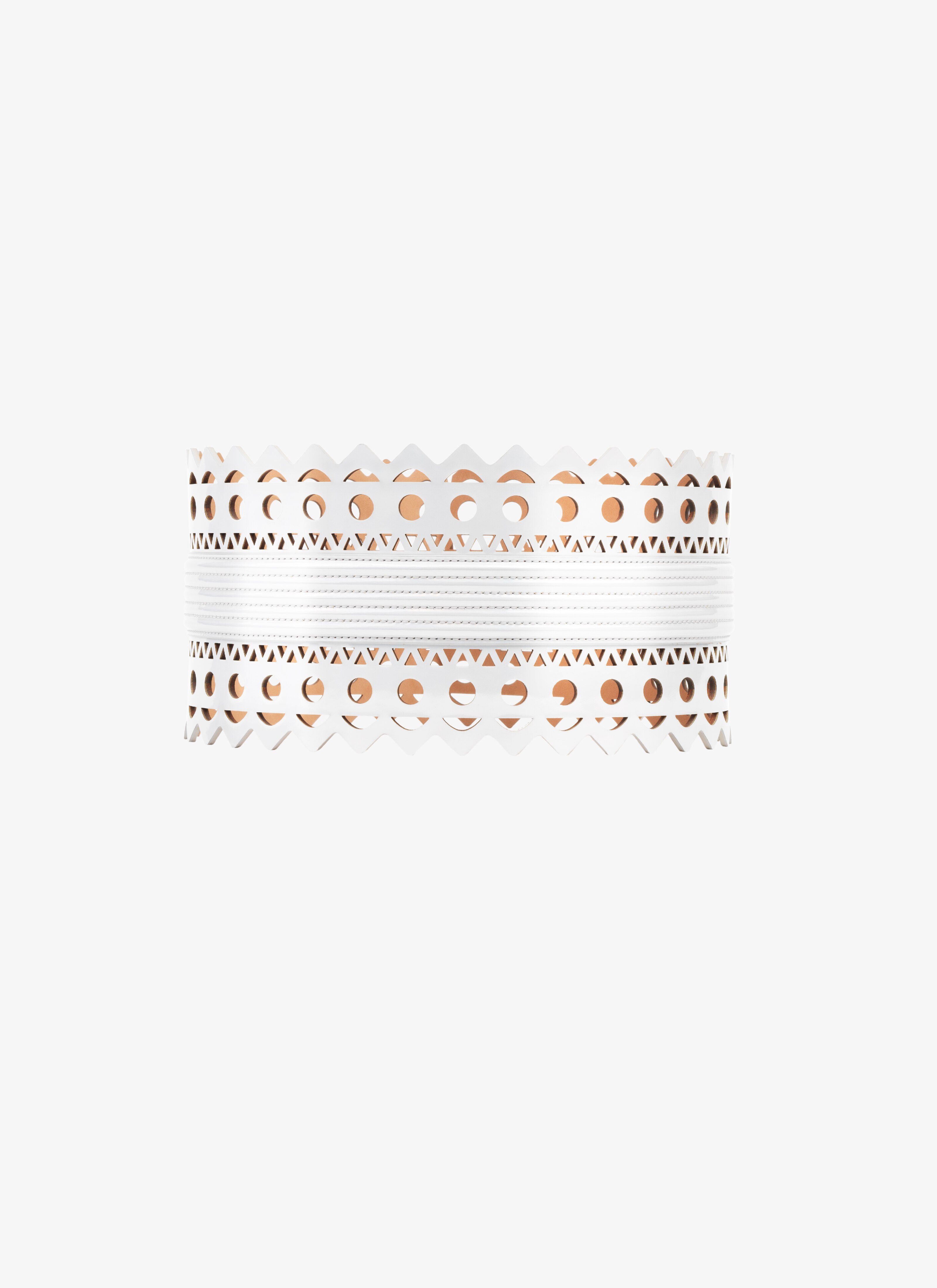 ALAÏA REFLEX WHITE SMALL CORSET BELT IN VIENNE WAVE LUX CALFSKIN