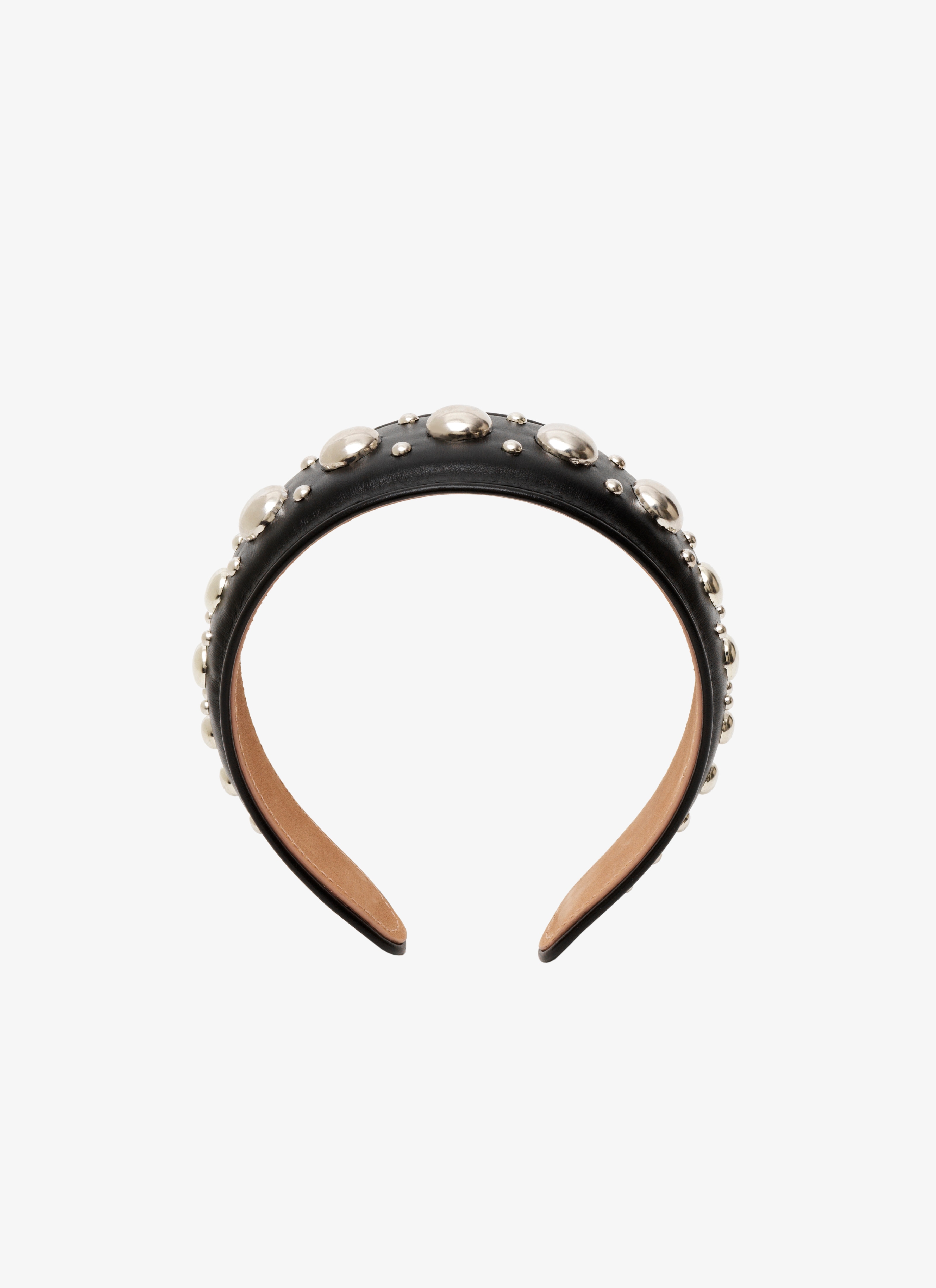 ALAÏA BLACK STUDDED LEATHER HEADBAND