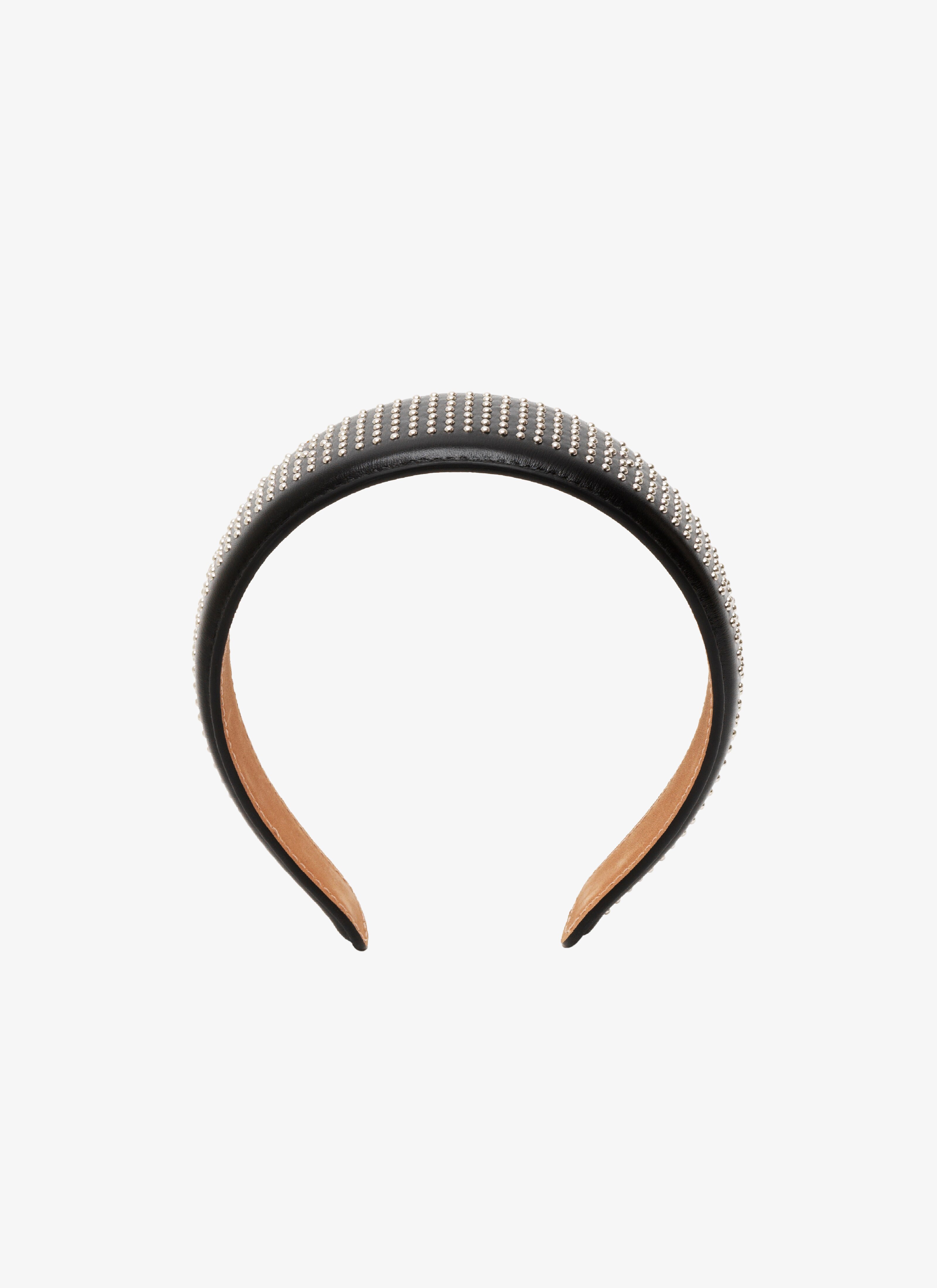 ALAÏA BLACK MICRO-STUDDED LEATHER HEADBAND