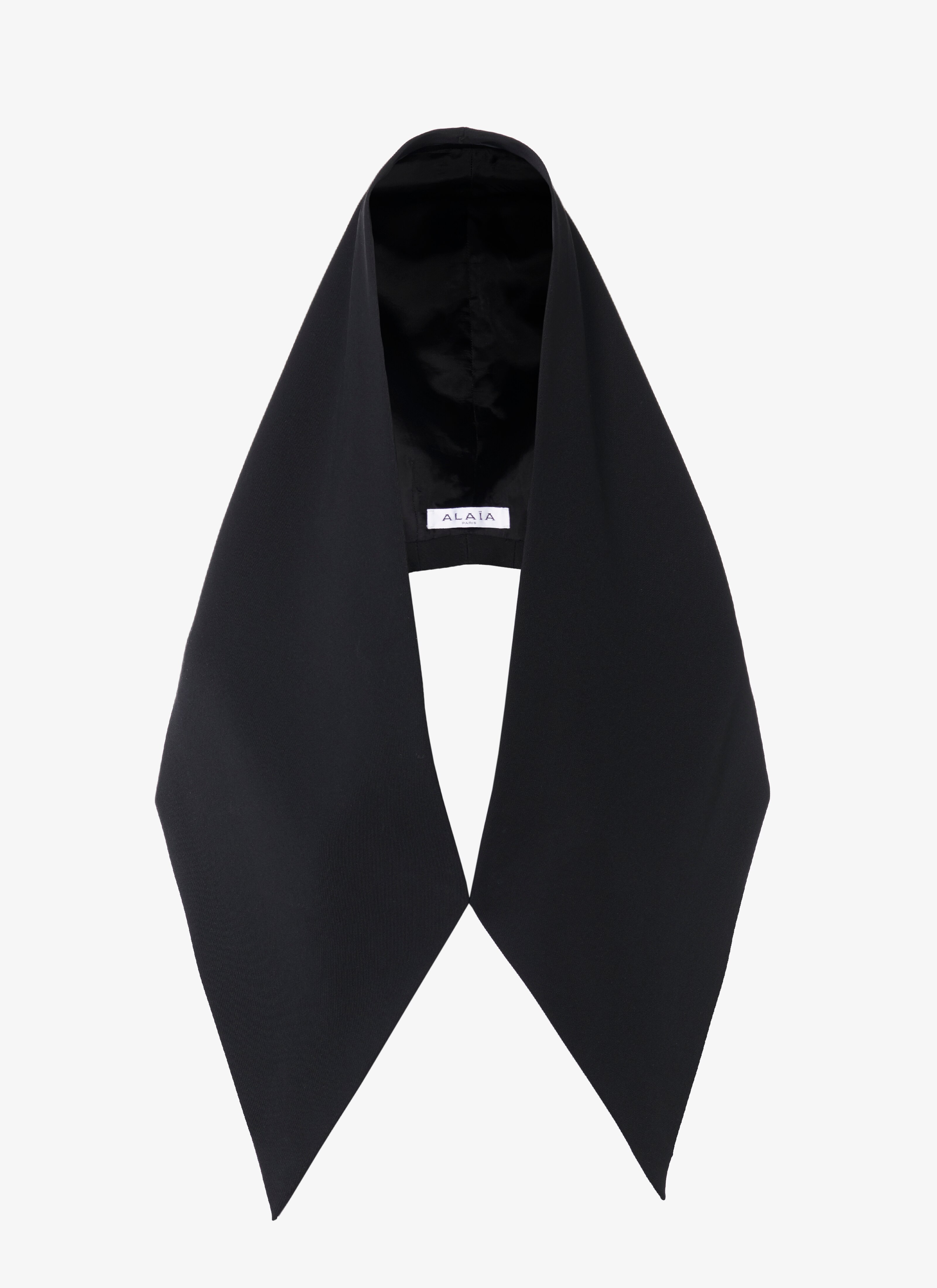ALAÏA BLACK WOOL GABARDINE HOOD