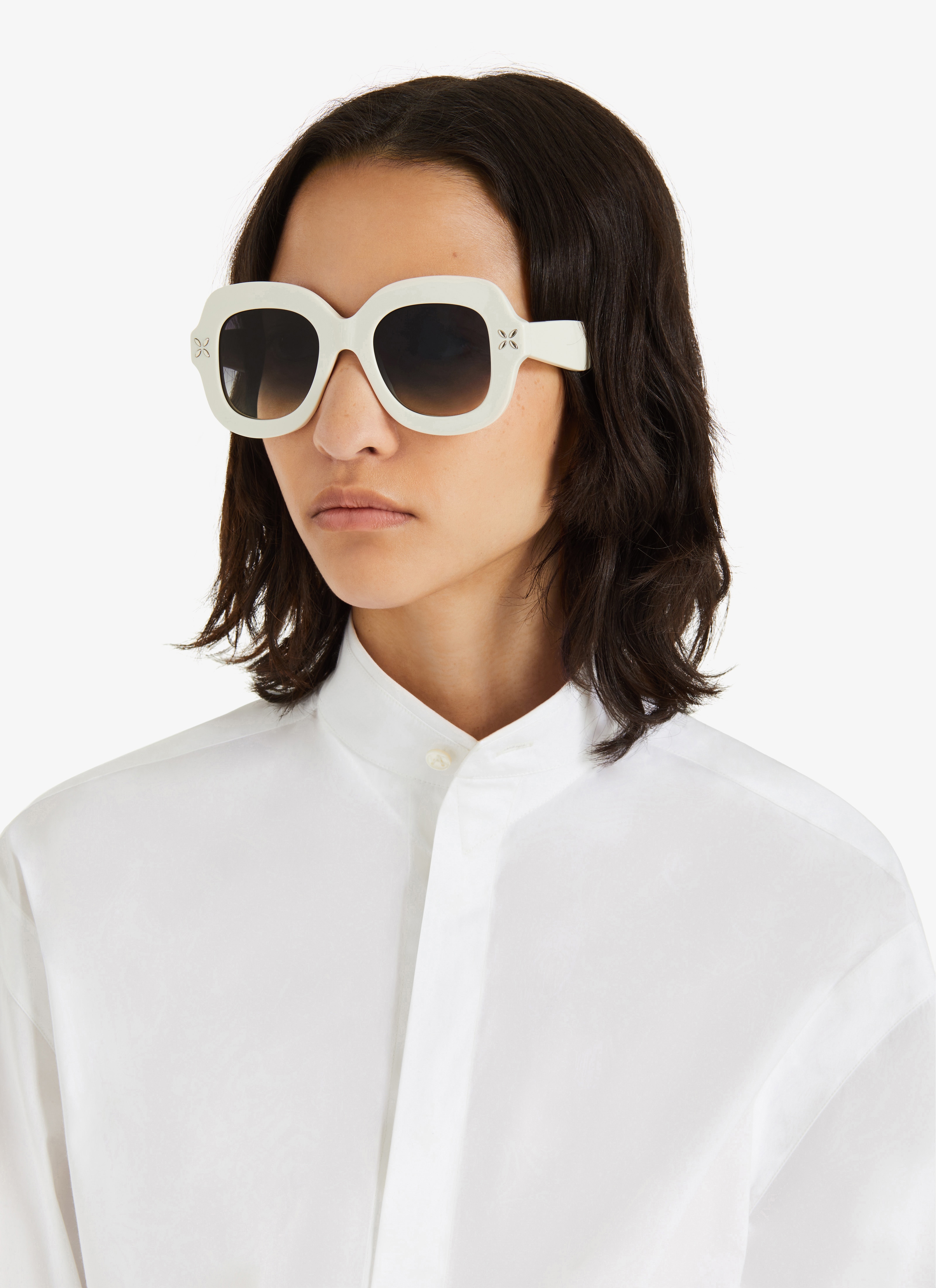ALAÏA WHITE/GREY SQUARED SUNGLASSES