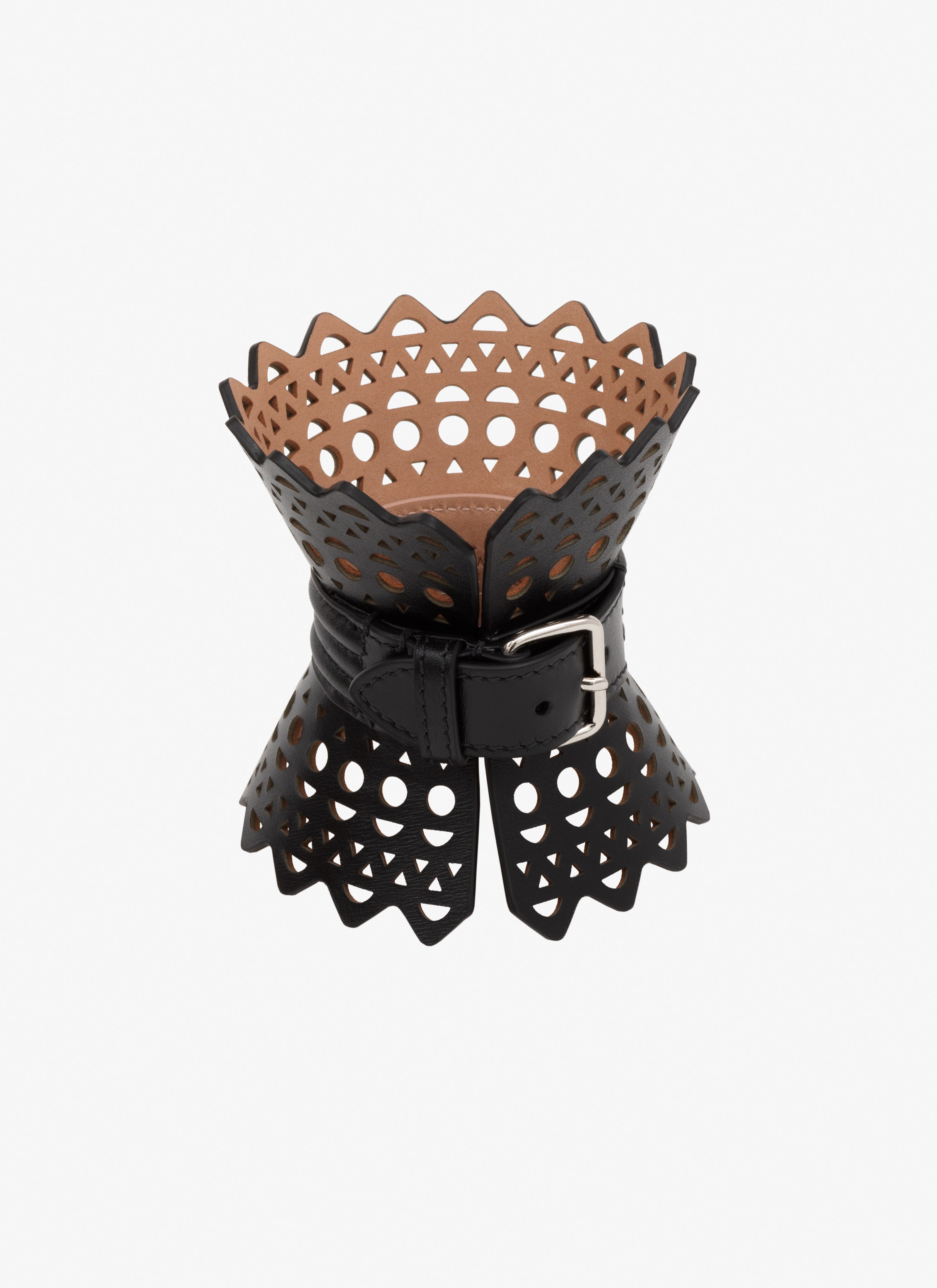 ALAÏA Black Corset Bracelet In Vienne Lux Calfskin