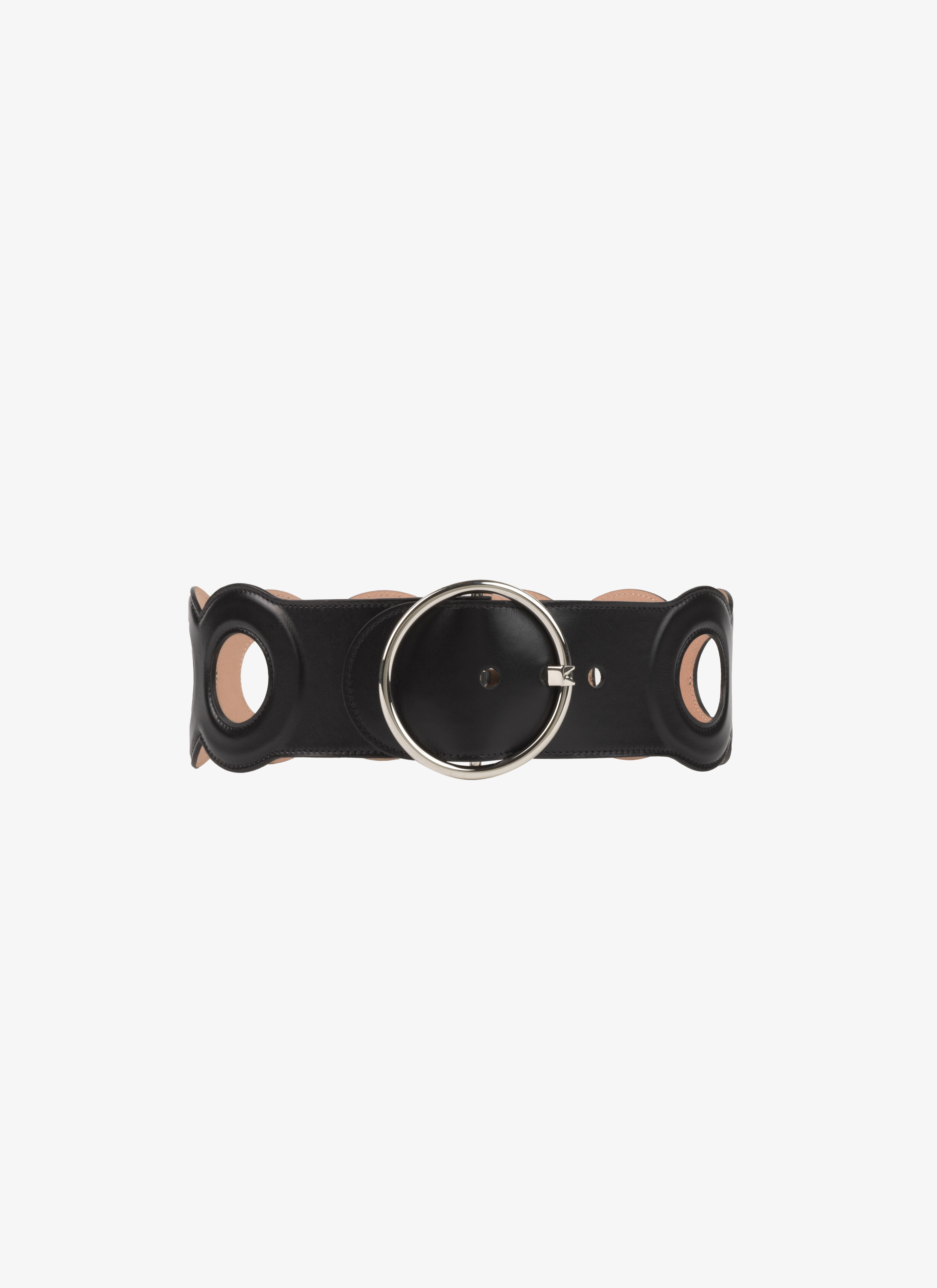 ALAÏA BLACK ROUND LEATHER BELT
