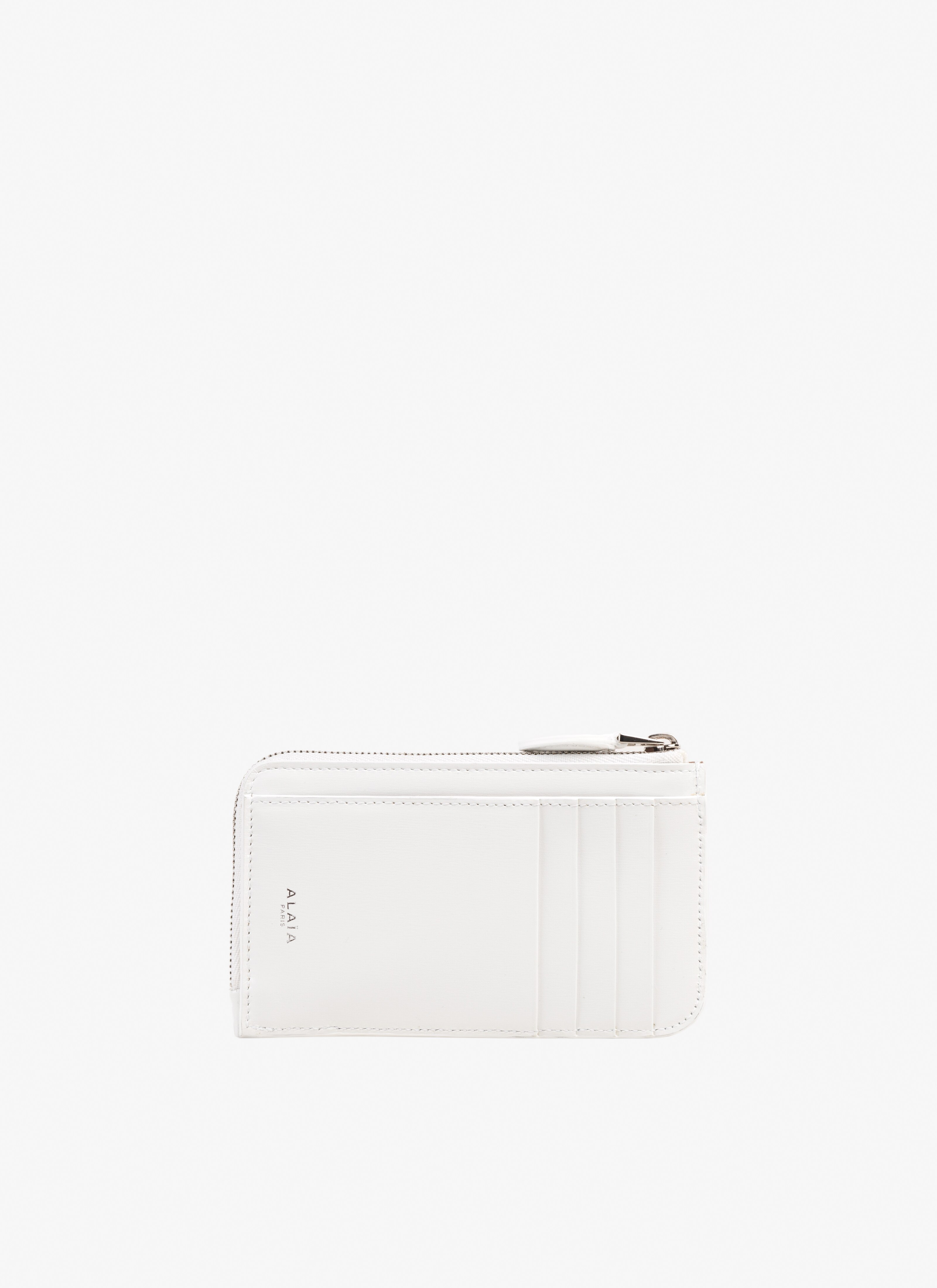 ALAÏA OPTIC WHITE SMALL ZIPPED WALLET

