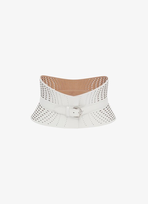 Neo Bustier belt in optical perfo lux calfskin - maison-alaia.com