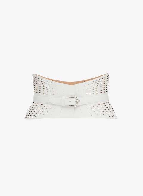 Neo Bustier belt in optical perfo lux calfskin - maison-alaia.com