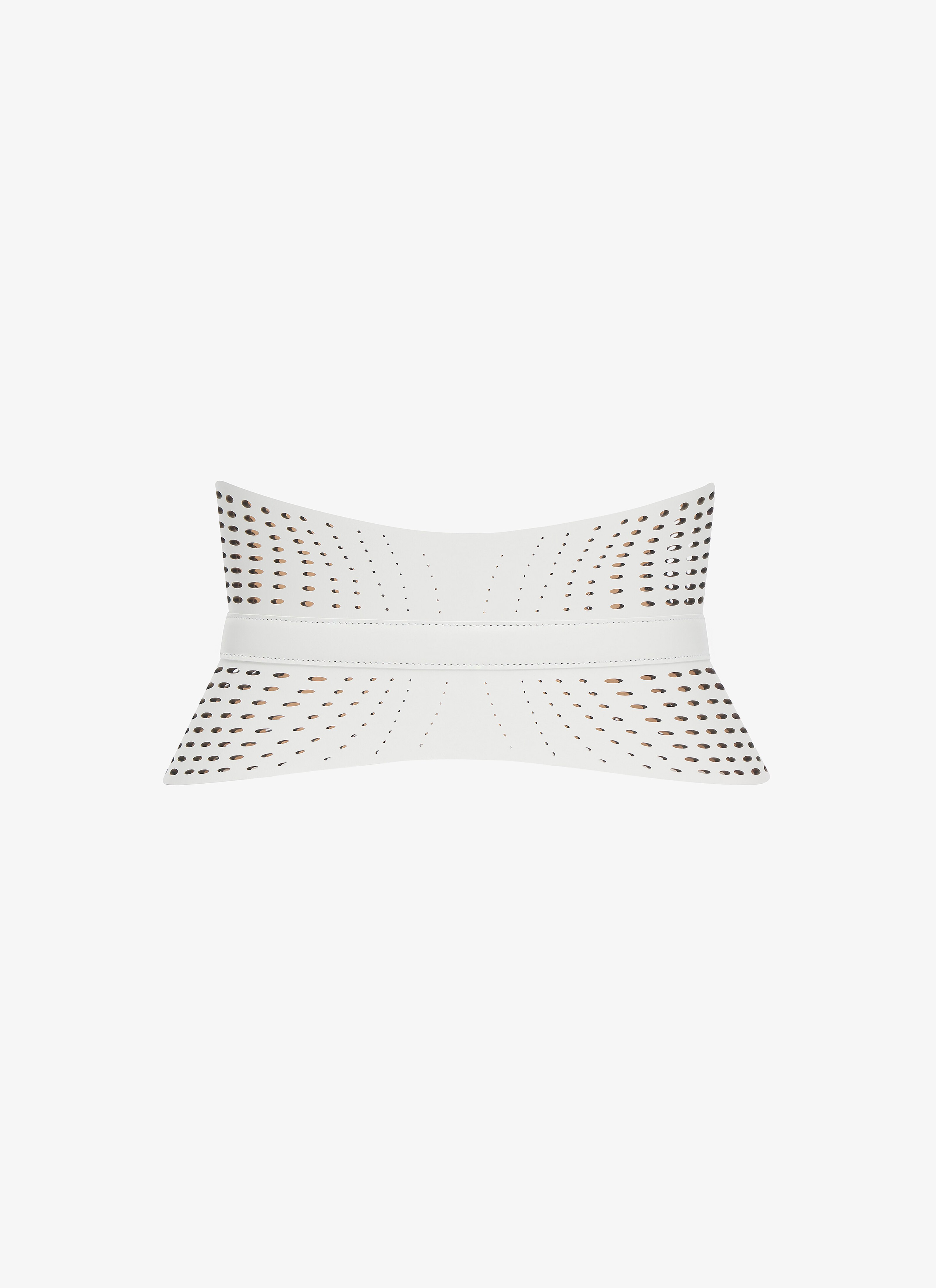 ALAÏA WHITE NEO BUSTIER BELT IN OPTICAL PERFO LUX CALFSKIN