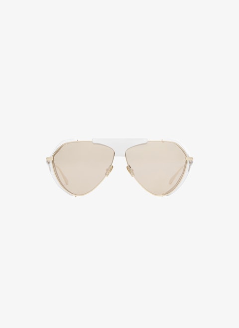 Aviator sunglasses in metal and leather - maison-alaia.com