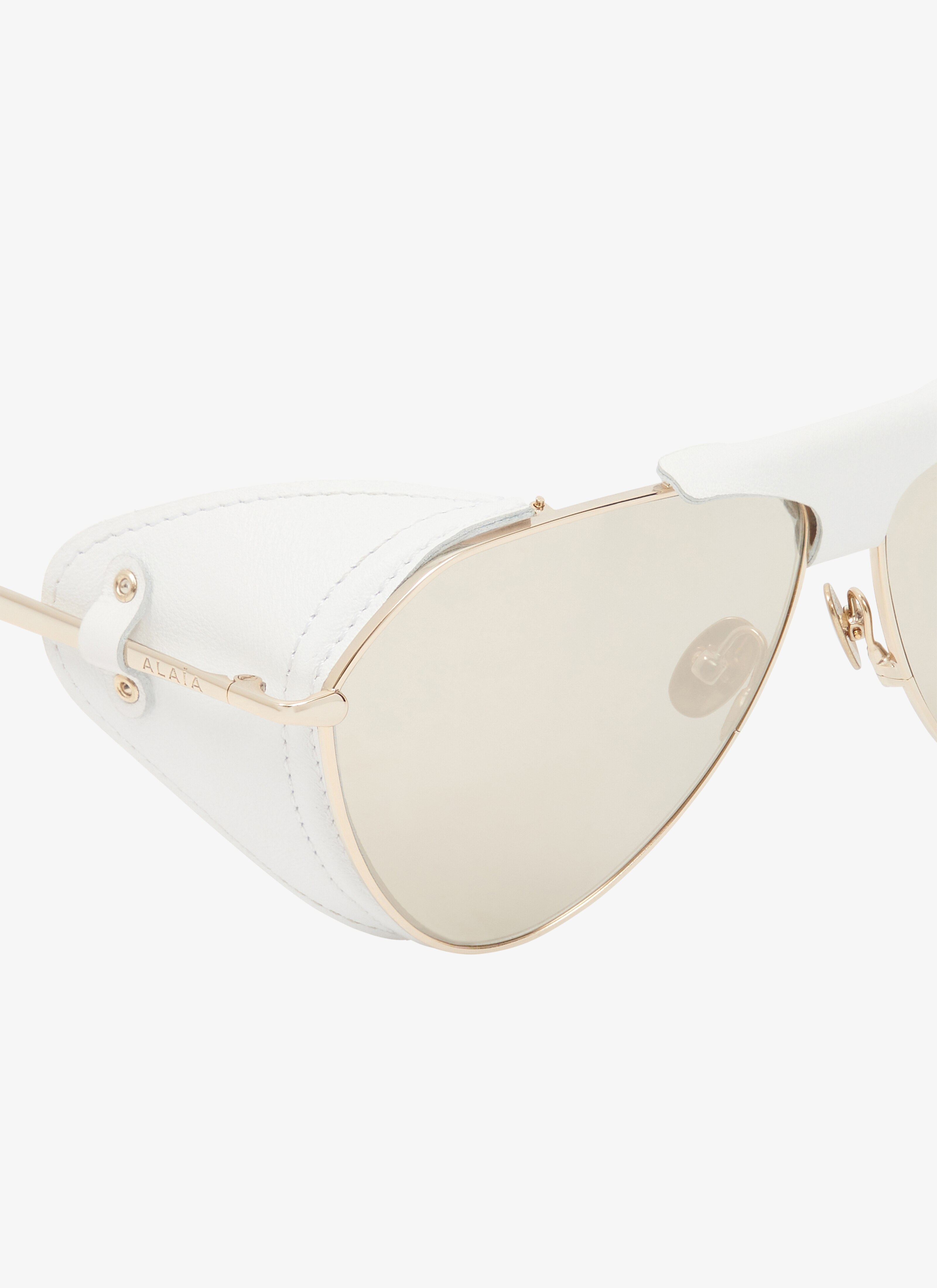 Aviator sunglasses in metal and leather - maison-alaia.com