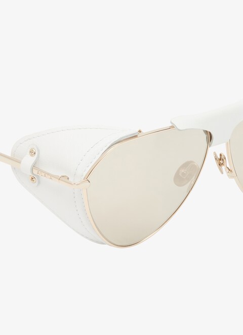 Aviator sunglasses in metal and leather - maison-alaia.com