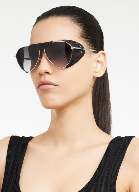 Aviator sunglasses in metal and leather - maison-alaia.com