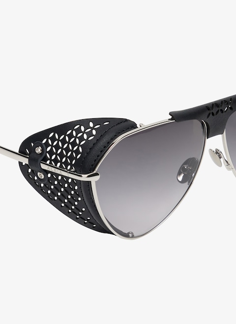 Aviator sunglasses in metal and leather - maison-alaia.com