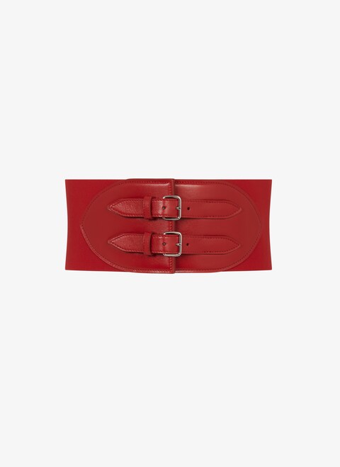 CORSET ELASTIQUE BELT IN STRETCH AND CALFSKIN - maison-alaia.com