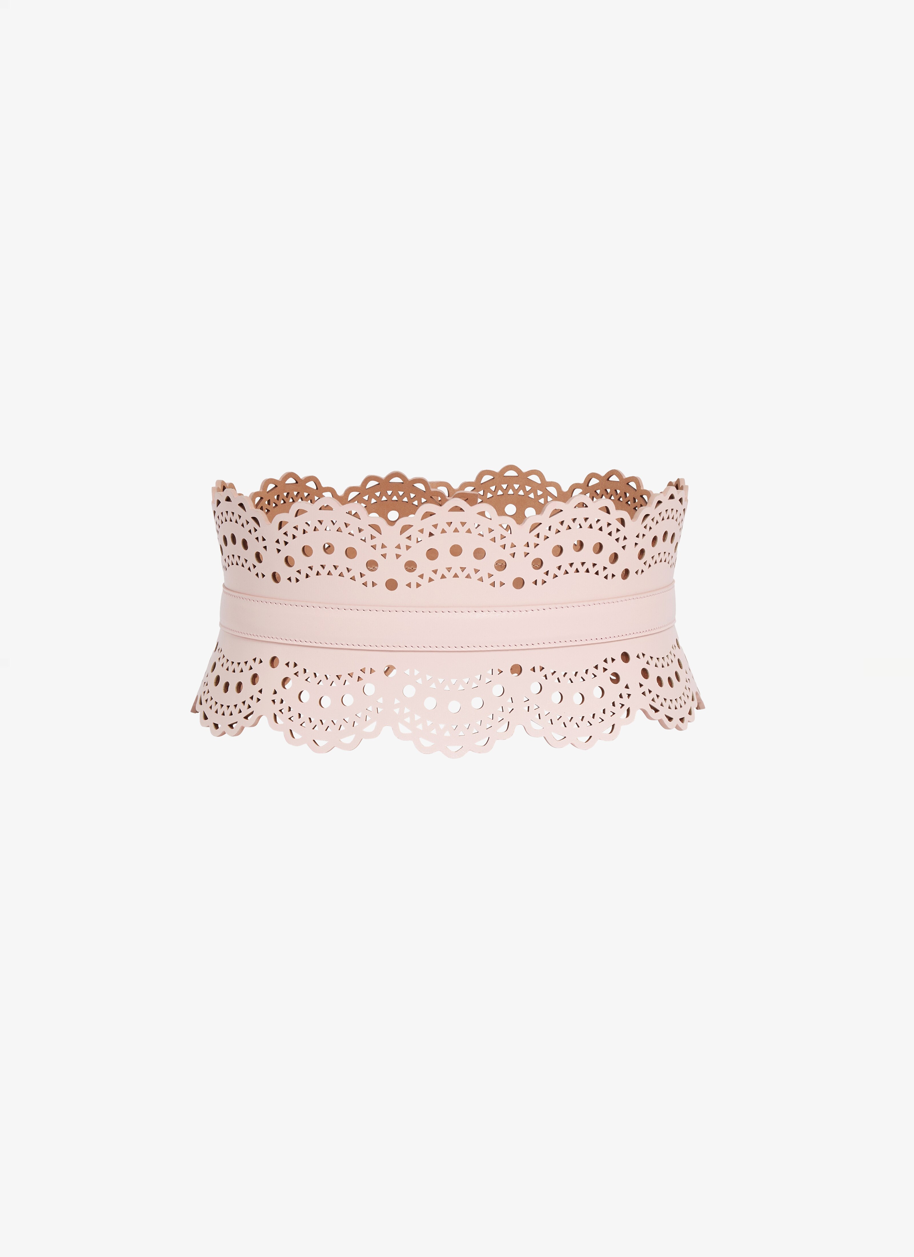 ALAÏA 핑크 비엔 웨이브 송아지 가죽 뷔스티에 벨트
