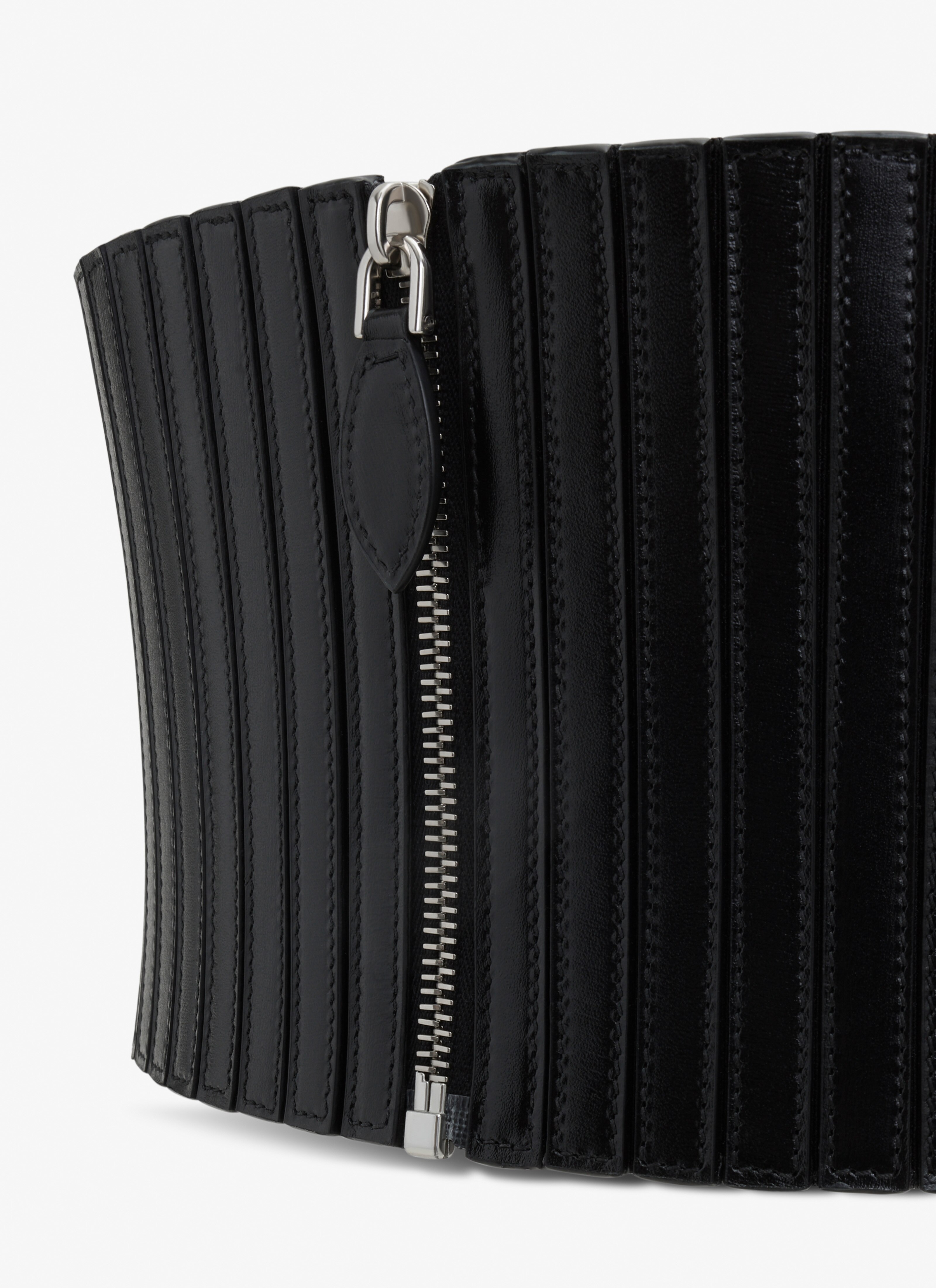 ALAÏA BLACK ELASTIC CORSET BELT IN STRETCH AND LEATHER
