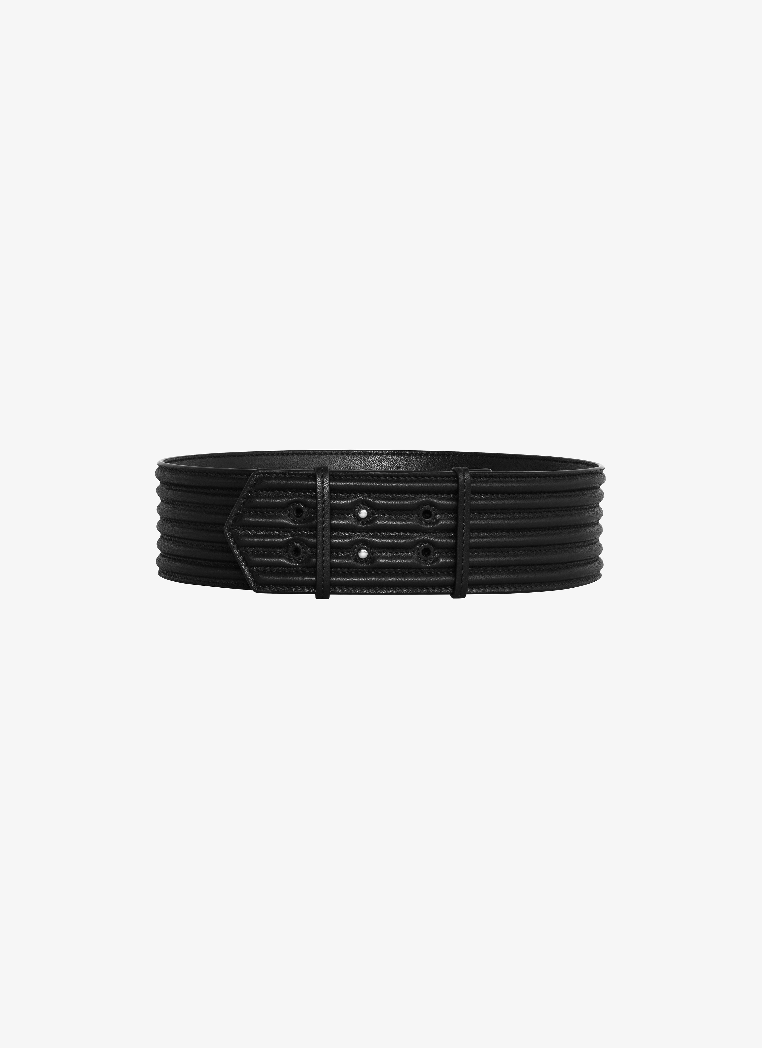 ALAÏA BLACK PADDED BELT IN CALFSKIN