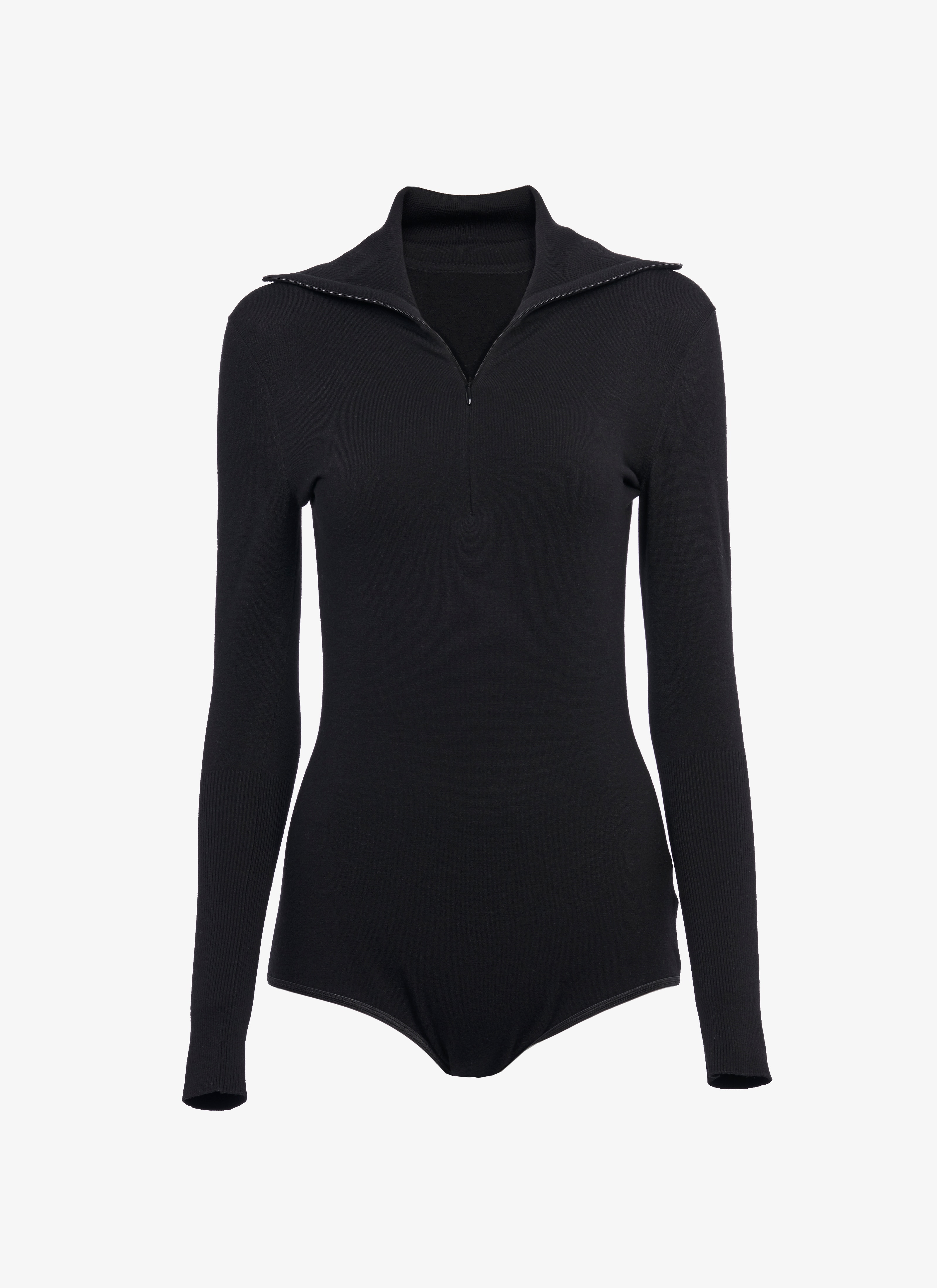 ALAÏA ブラック ストレッチニット ロングスリーブ ボディスーツ