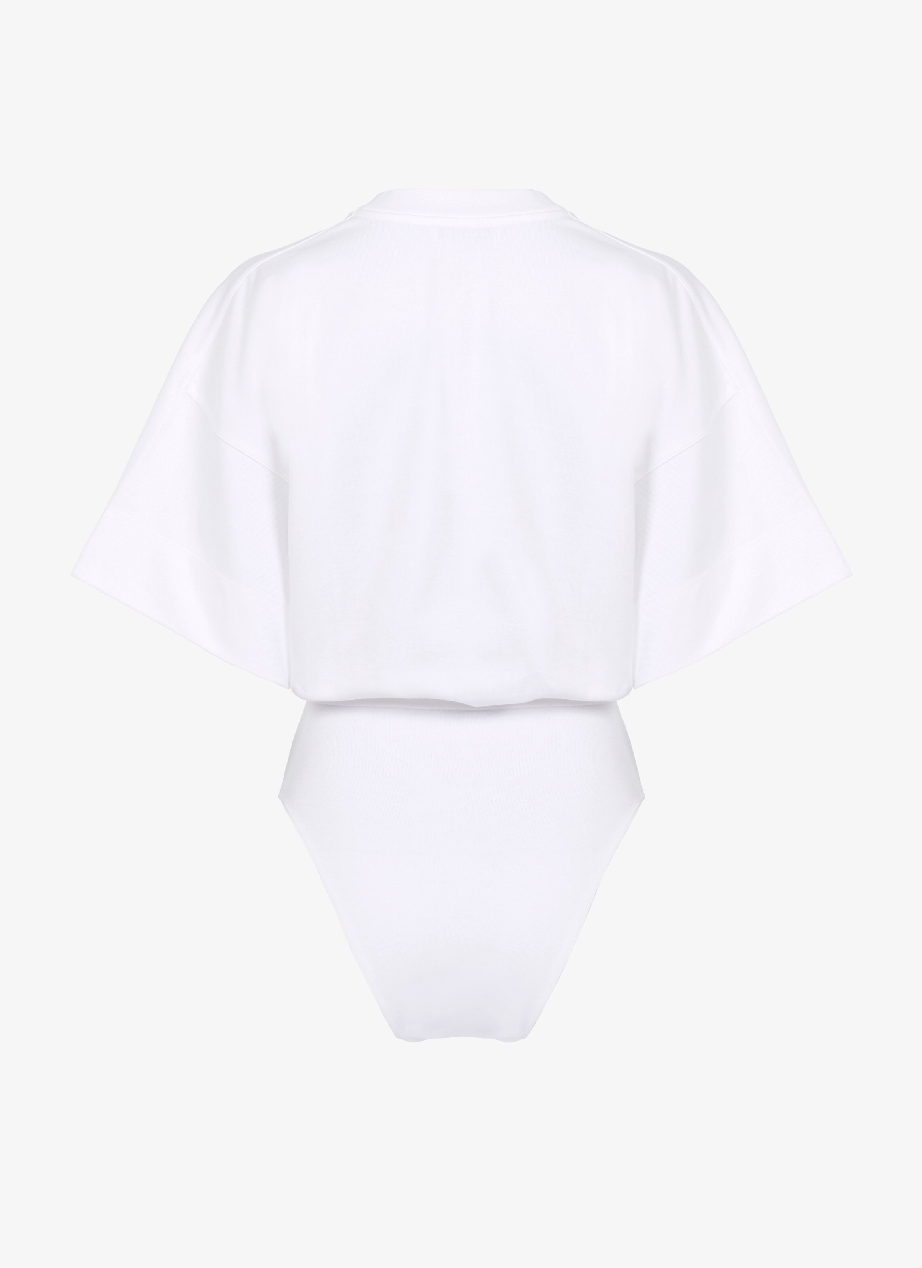 ALAÏA WHITE/BLACK T-SHIRT BODYSUIT PRINTED ALAÏA LOGO