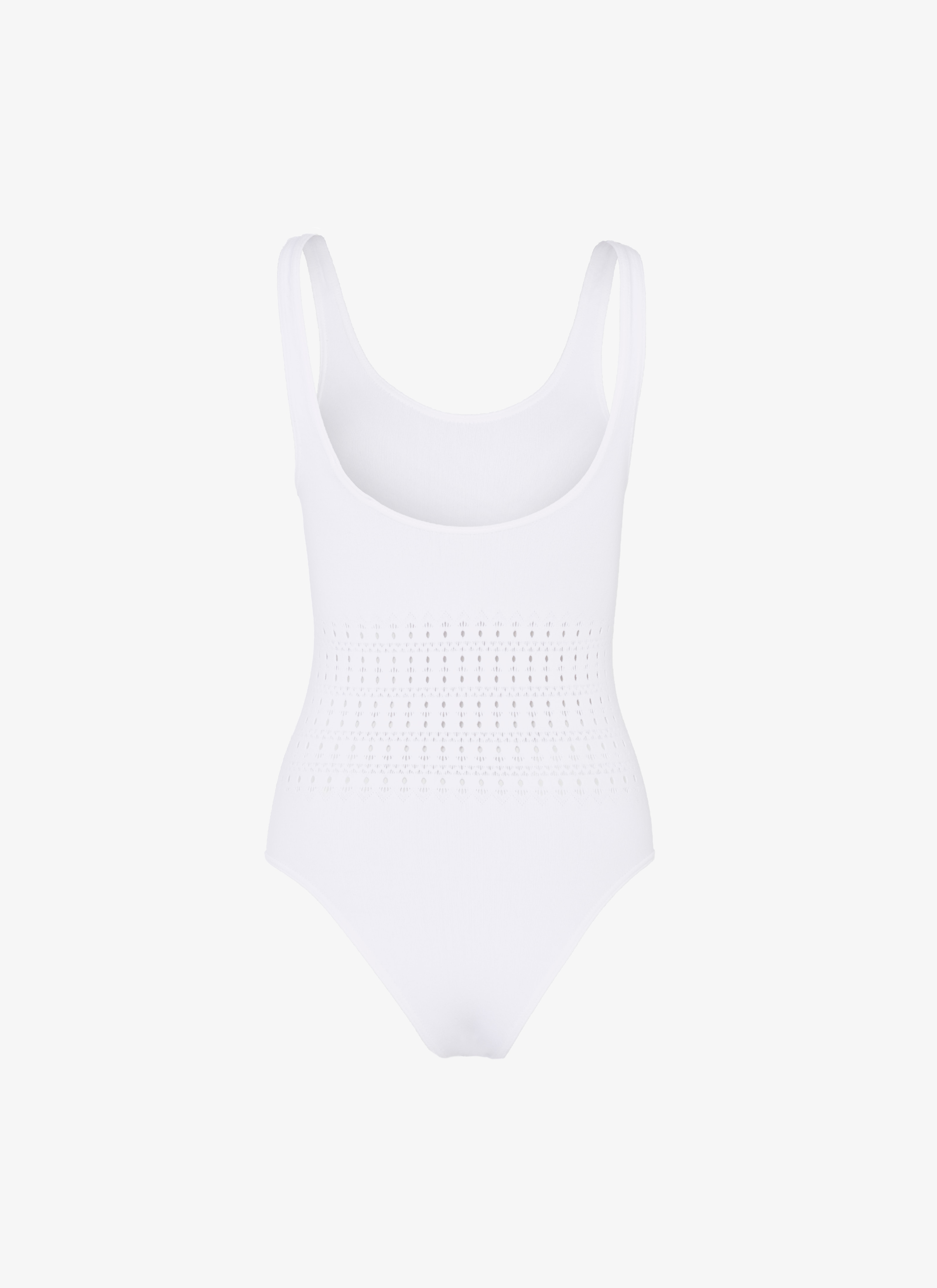 ALAÏA OPTIC WHITE ONE-PIECE SEAMLESS SWIMSUIT