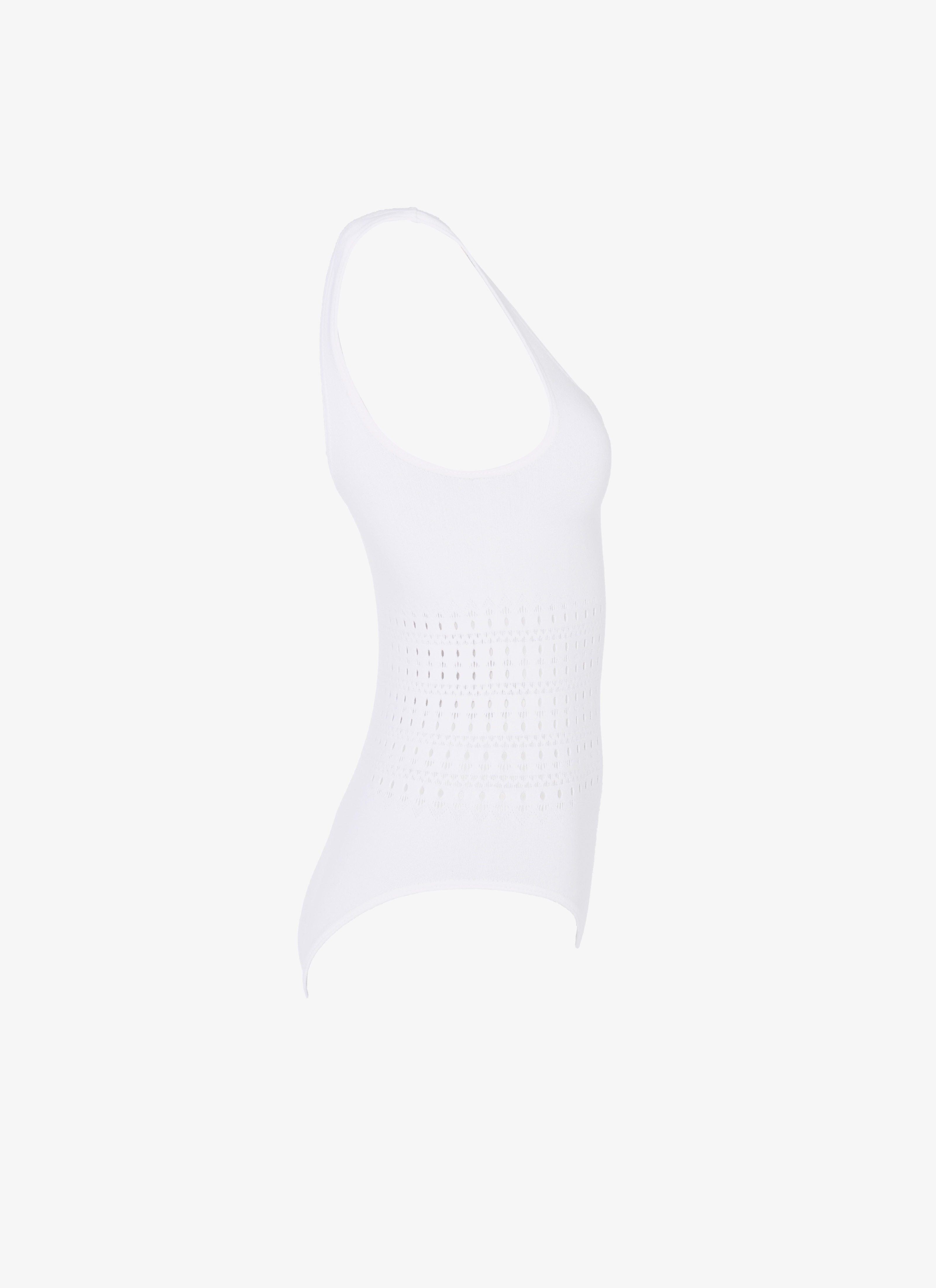 ALAÏA OPTIC WHITE ONE-PIECE SEAMLESS SWIMSUIT