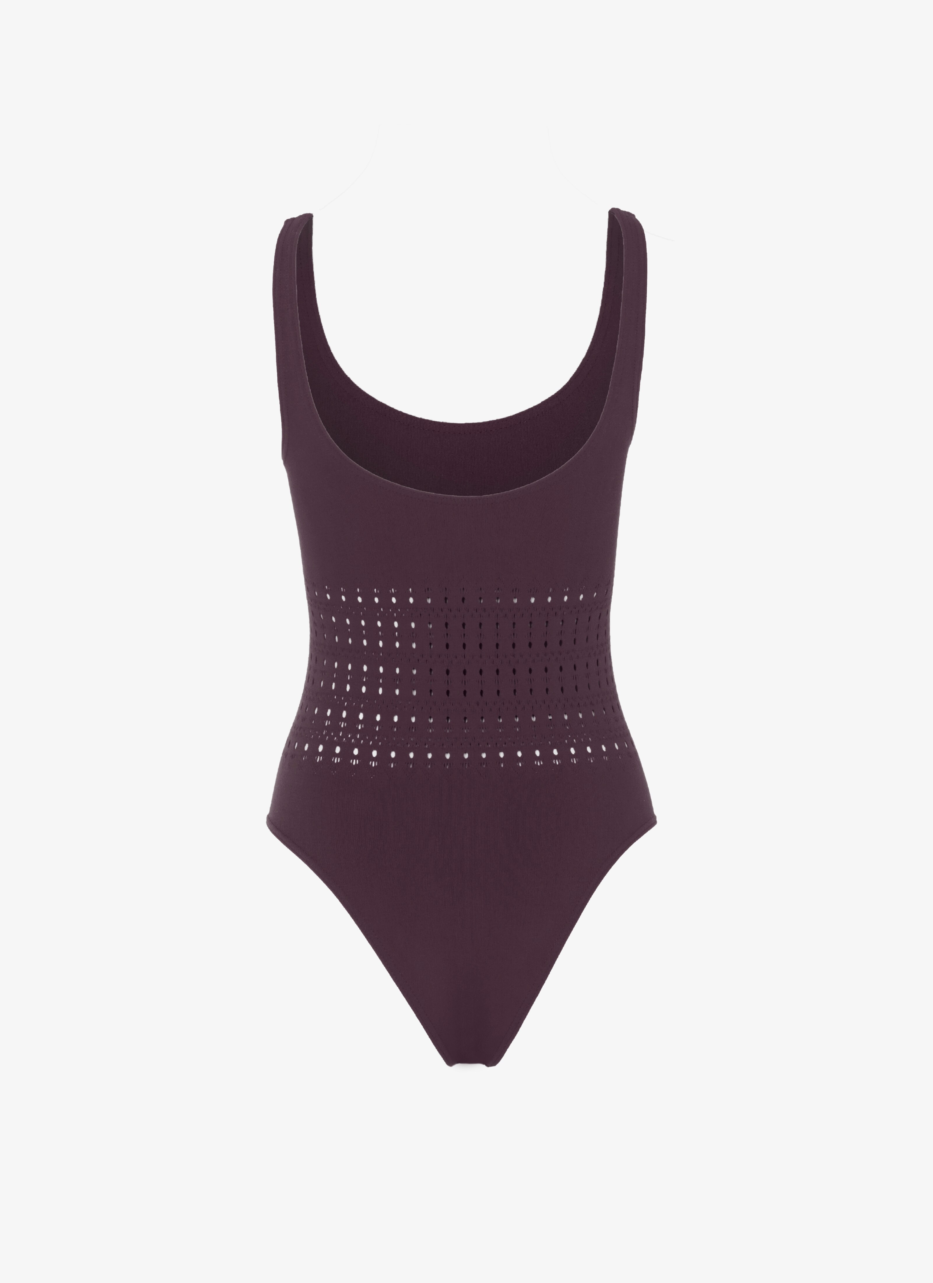 ALAÏA AUBERGINE ONE-PIECE SEAMLESS SWIMSUIT