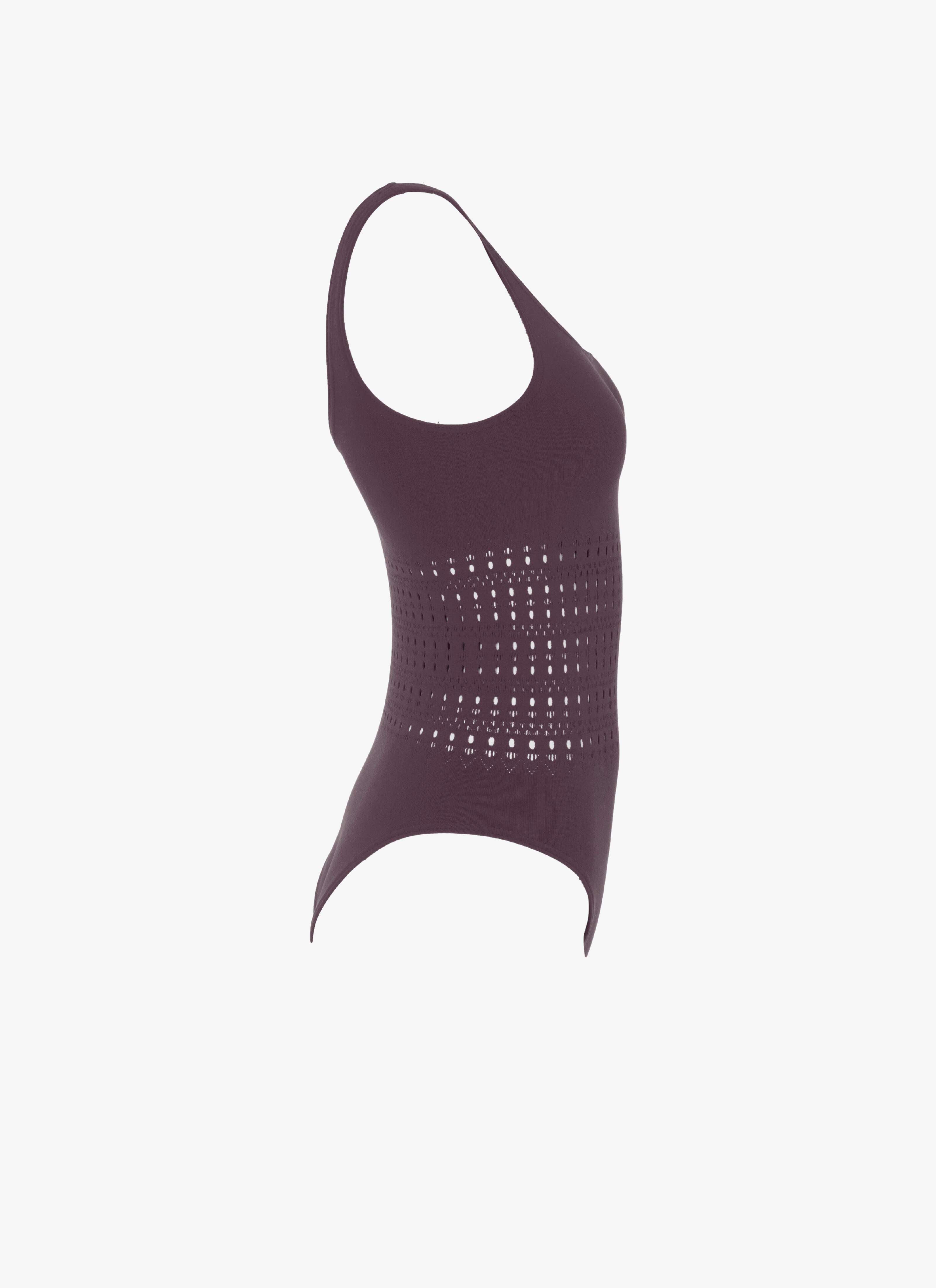 ALAÏA AUBERGINE ONE-PIECE SEAMLESS SWIMSUIT