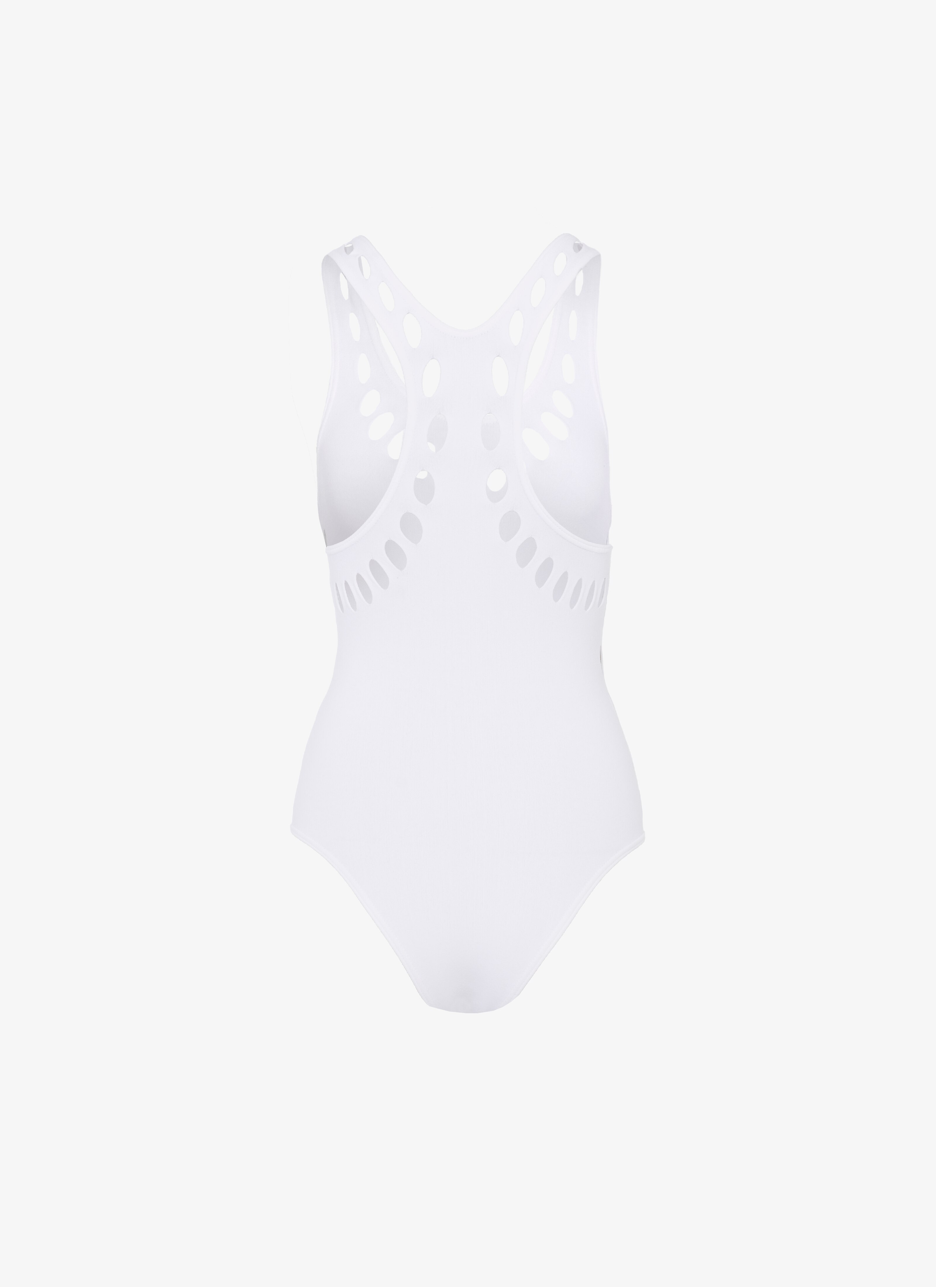 ALAÏA OPTIC WHITE ONE-PIECE SEAMLESS SWIMSUIT
