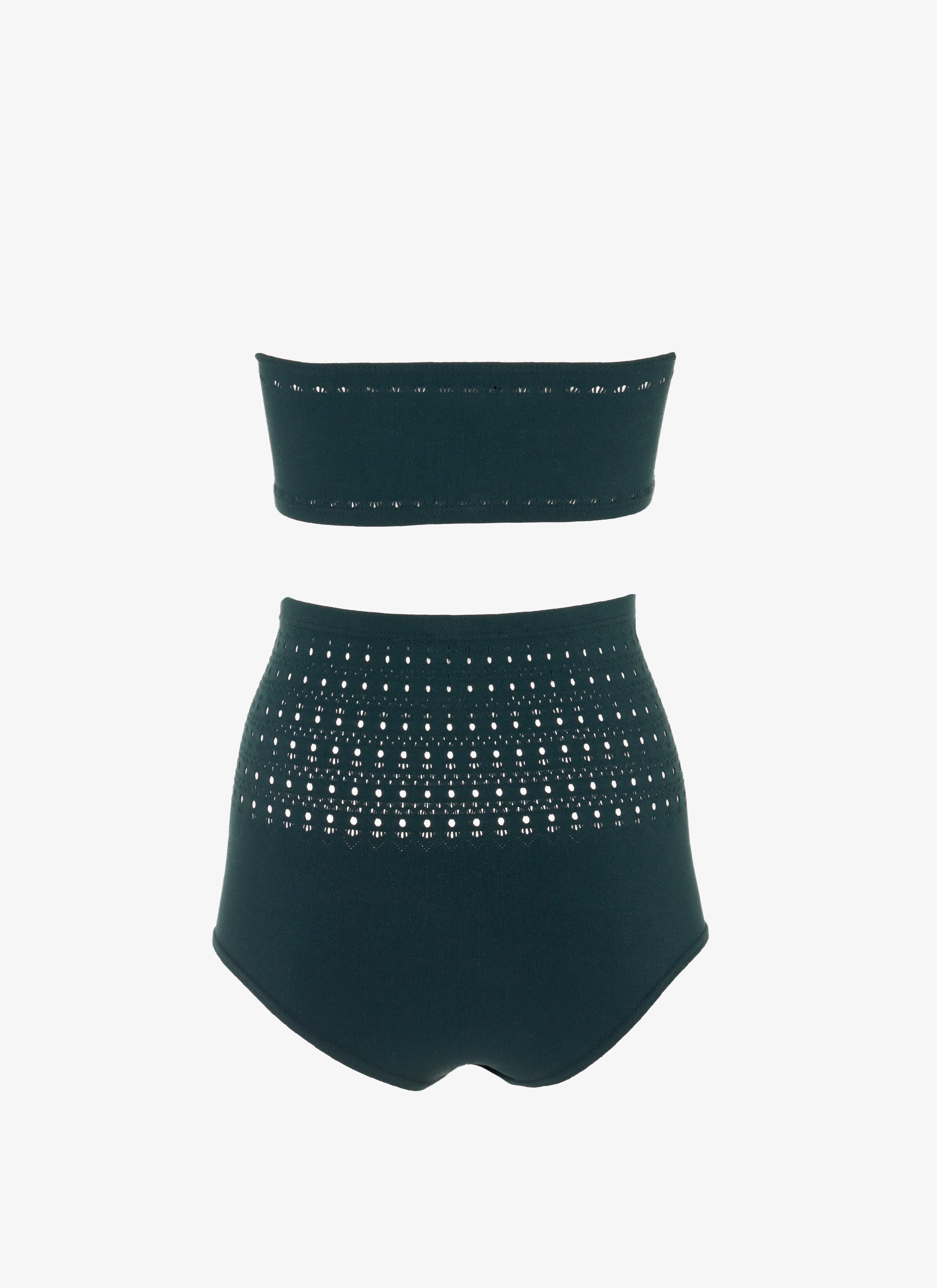 ALAÏA DARK GREEN BIKINI SEAMLESS SWIMSUIT