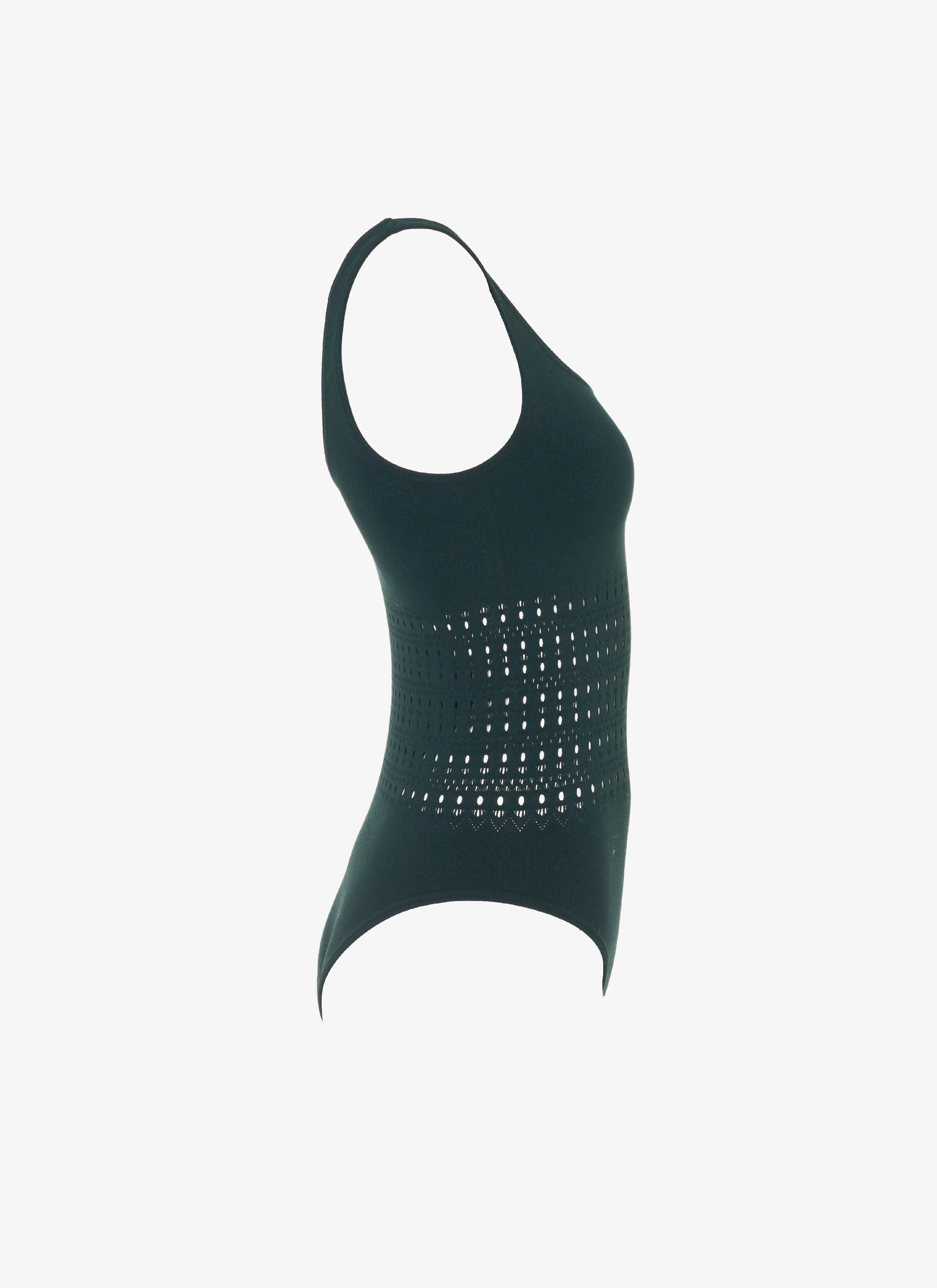 ALAÏA DARK GREEN ONE-PIECE SEAMLESS SWIMSUIT