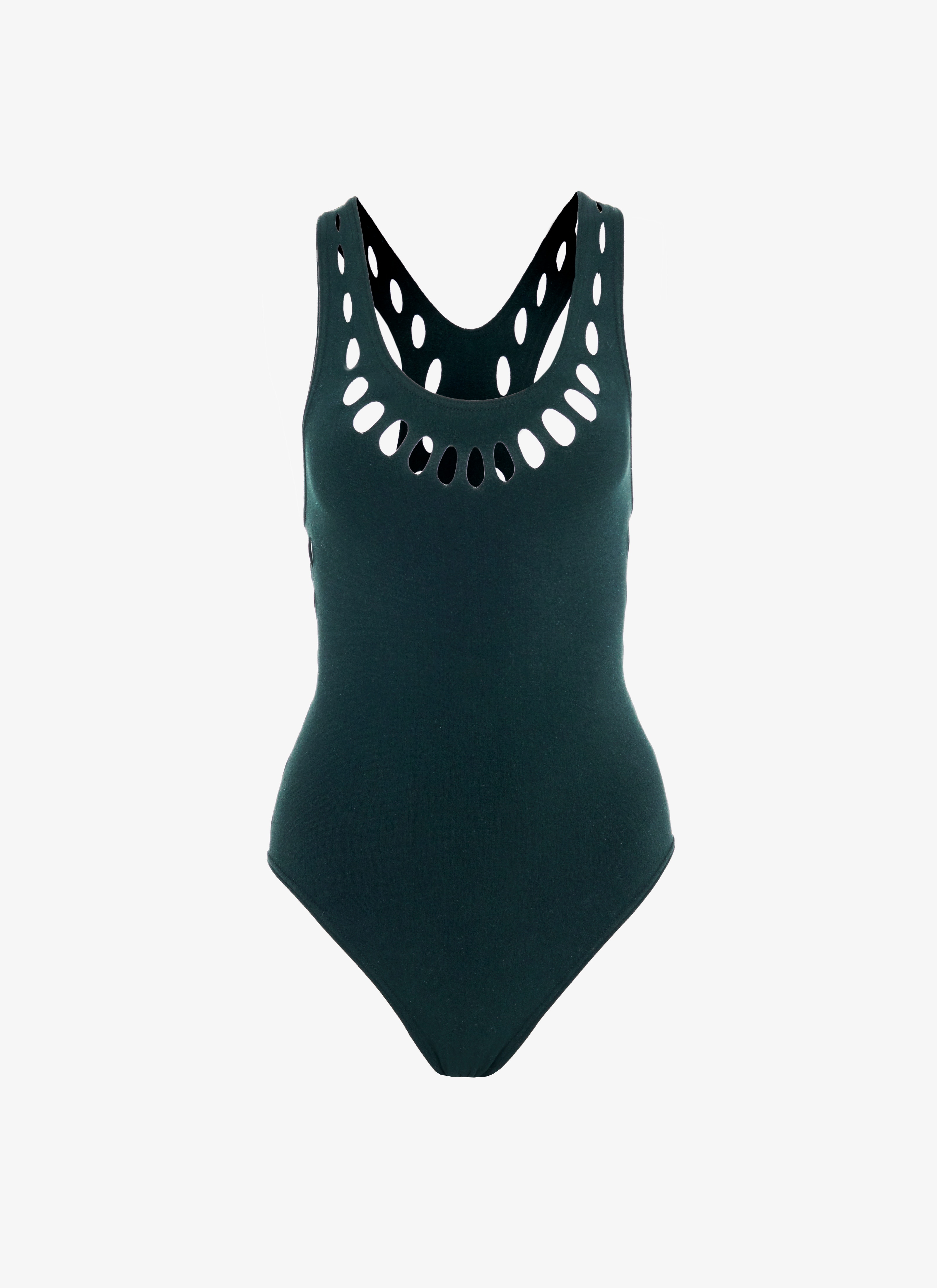 Women's Dark Green ONE PIECE SEAMLESS SWIMSUIT ALAÏA IN
