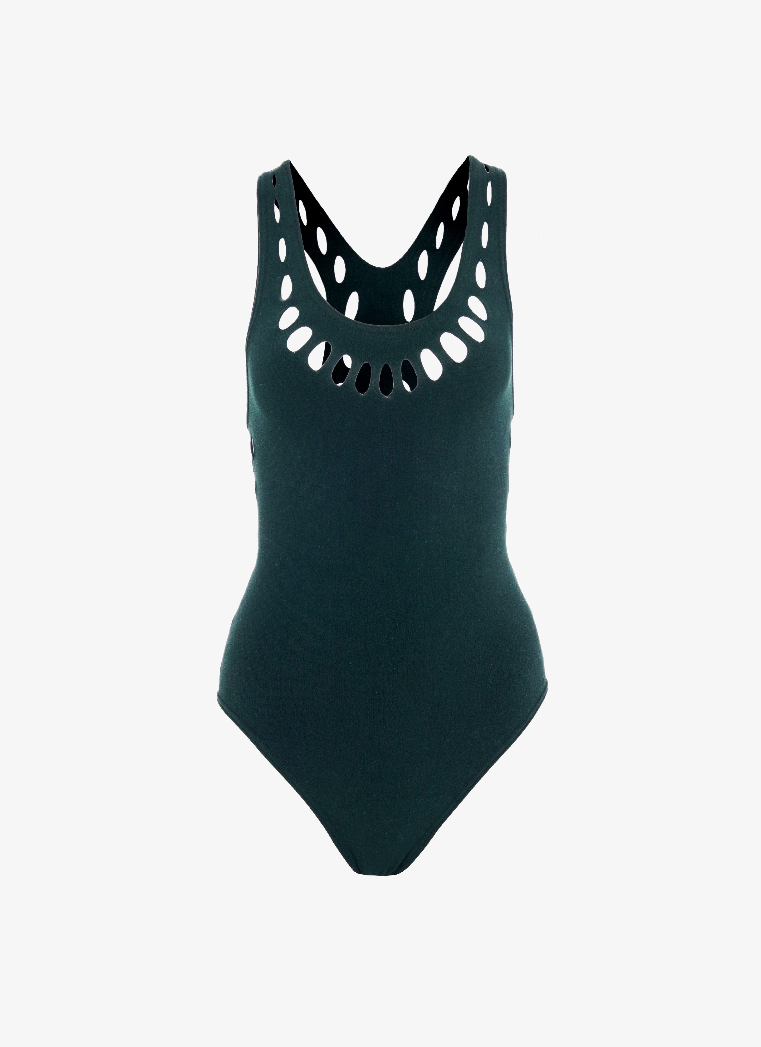 Maillot De Bain Une Pièce Ajouré Vert Foncé | ALAÏA FR