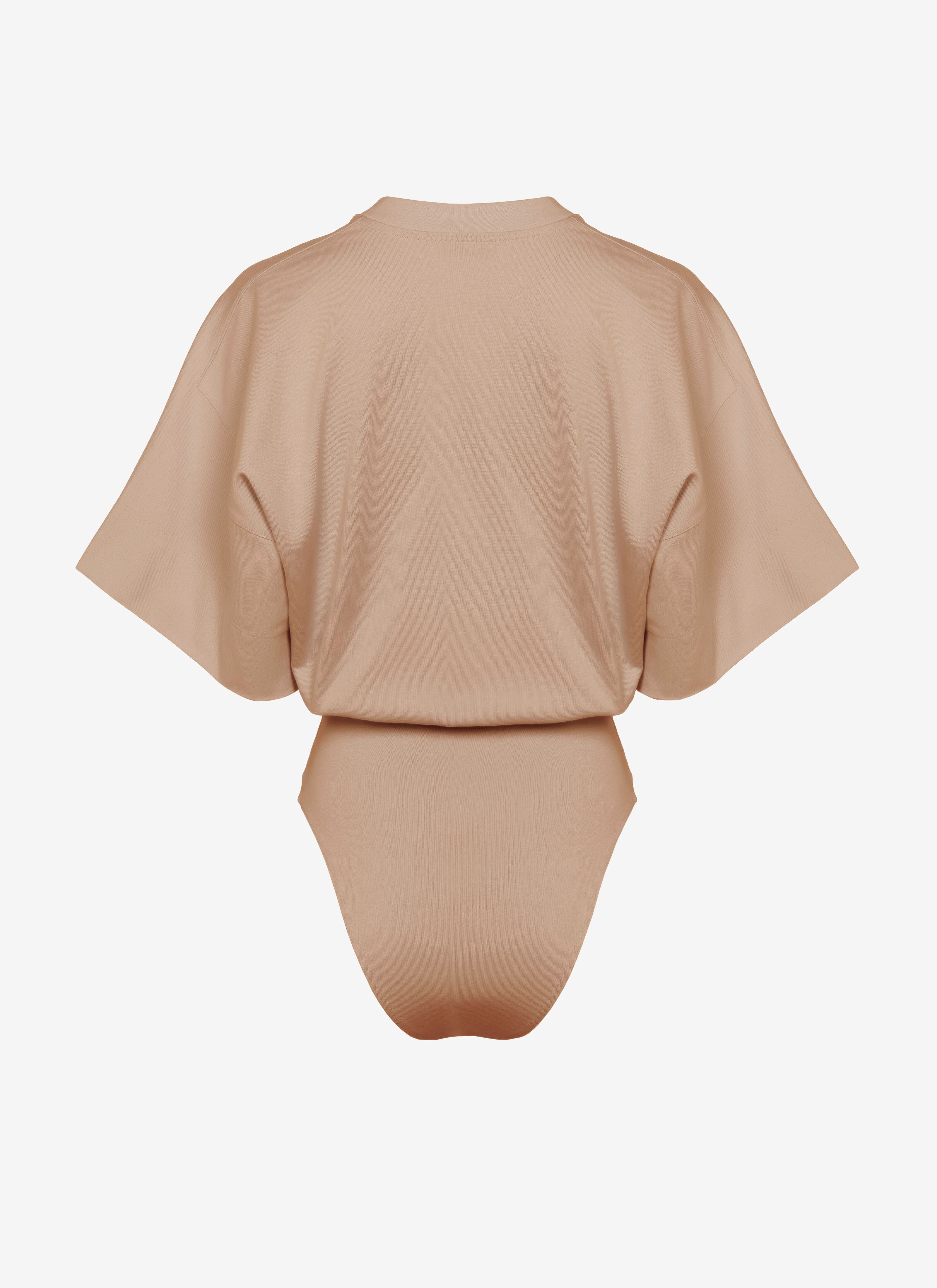 ALAÏA NUDE/WHITE T-SHIRT BODYSUIT ALAÏA 
