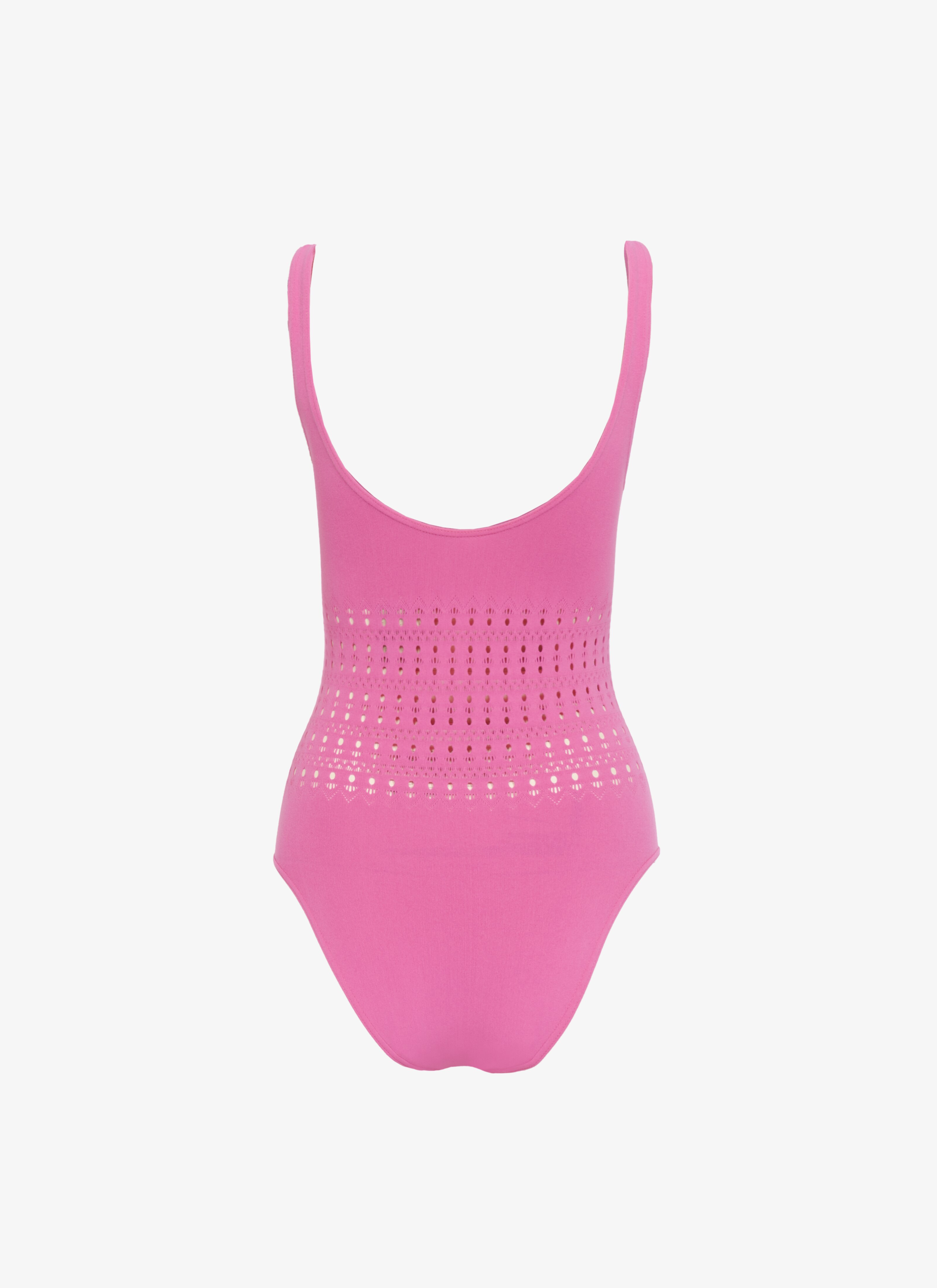 ALAÏA NEON PINK ONE-PIECE SEAMLESS SWIMSUIT